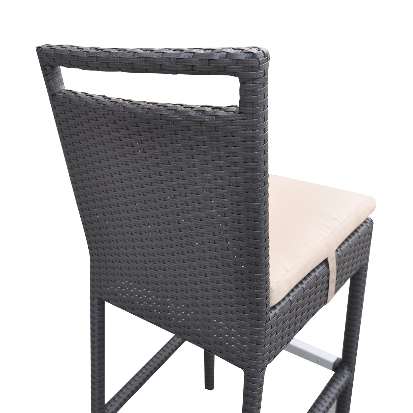 Tropez Outdoor Patio Wicker Barstool with Water Resistant Beige Fabric Cushions