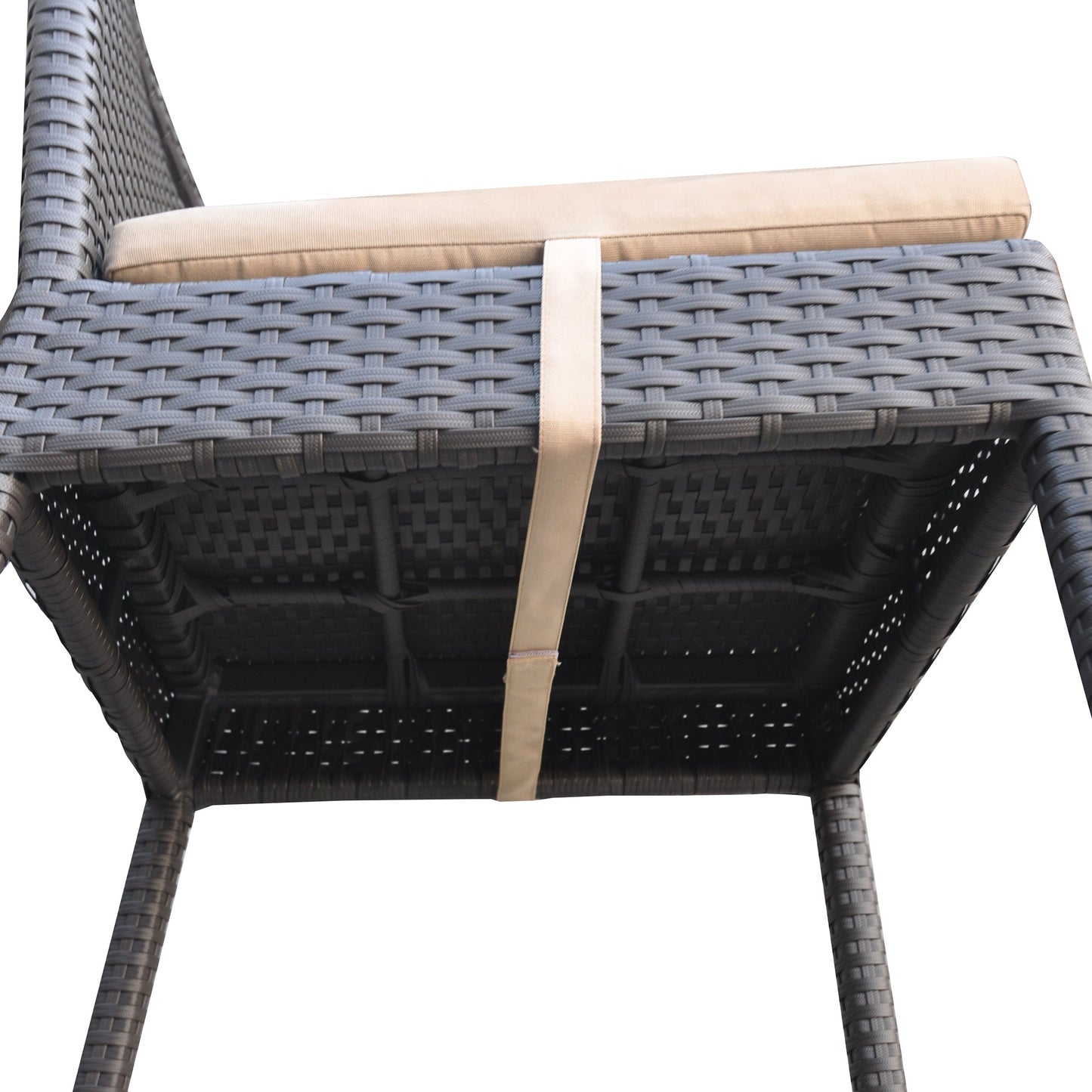 Tropez Outdoor Patio Wicker Barstool with Water Resistant Beige Fabric Cushions