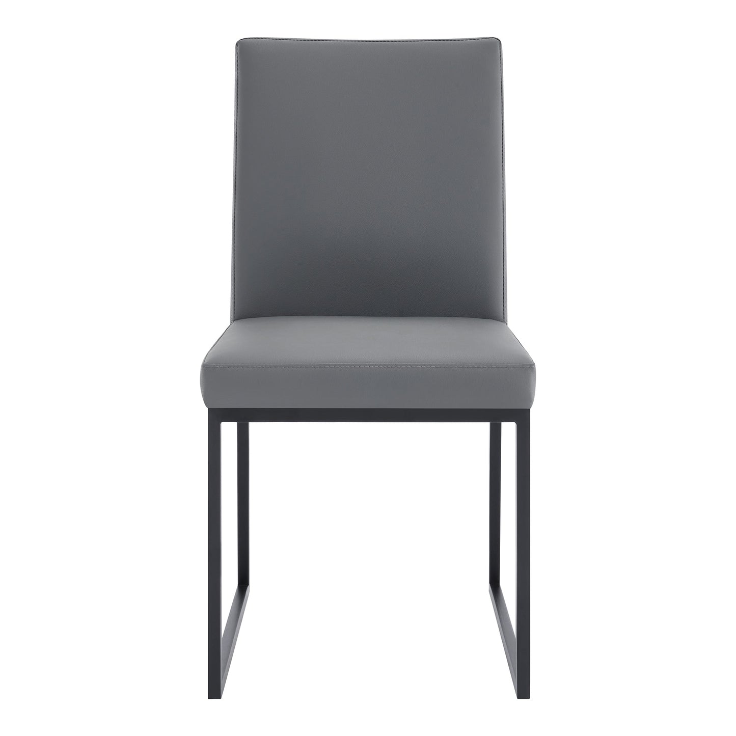 Trevor Contemporary Dining Chair in Matte Black Finish and Gray Faux Leather - Set of 2