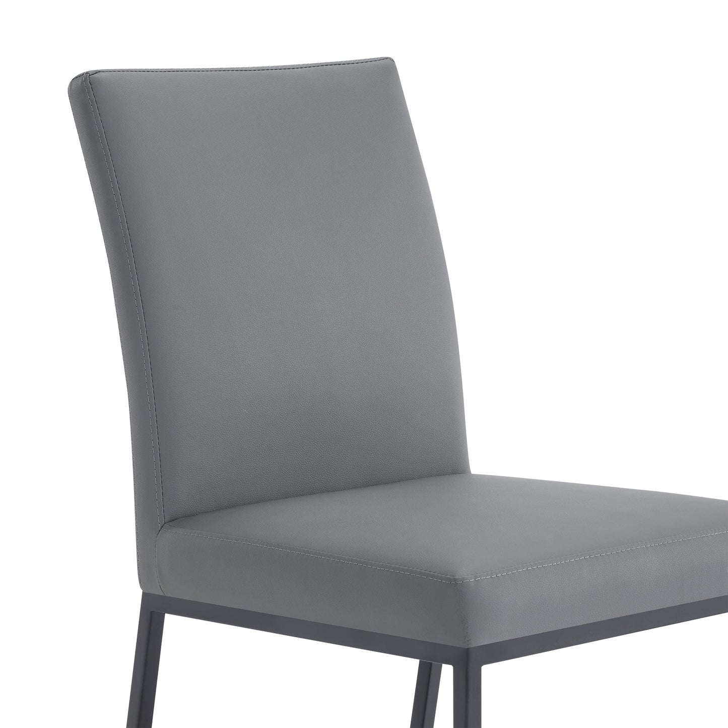 Trevor Contemporary Dining Chair in Matte Black Finish and Gray Faux Leather - Set of 2