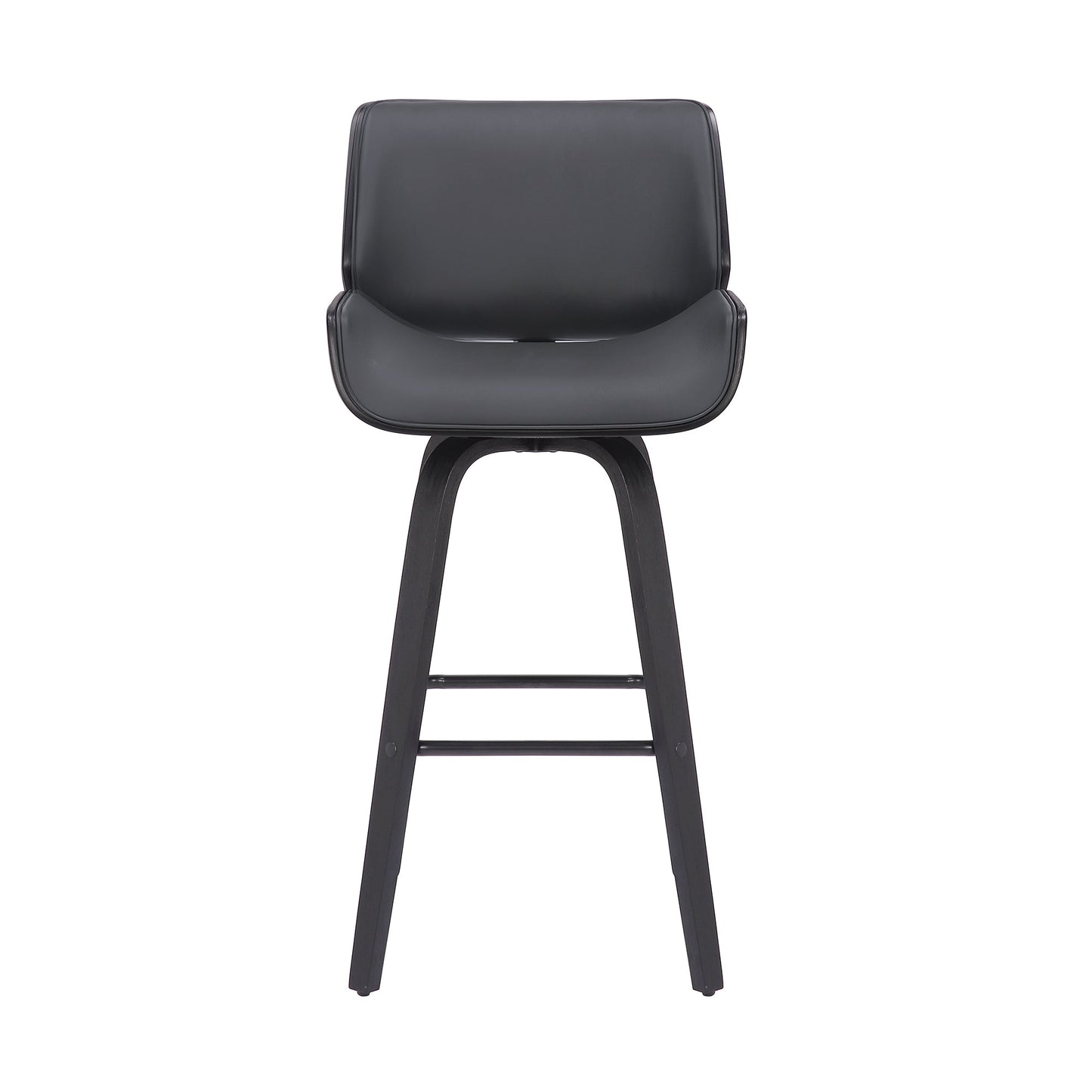 Tyler 26" Counter Height Swivel Gray Faux Leather and Black Wood Bar Stool