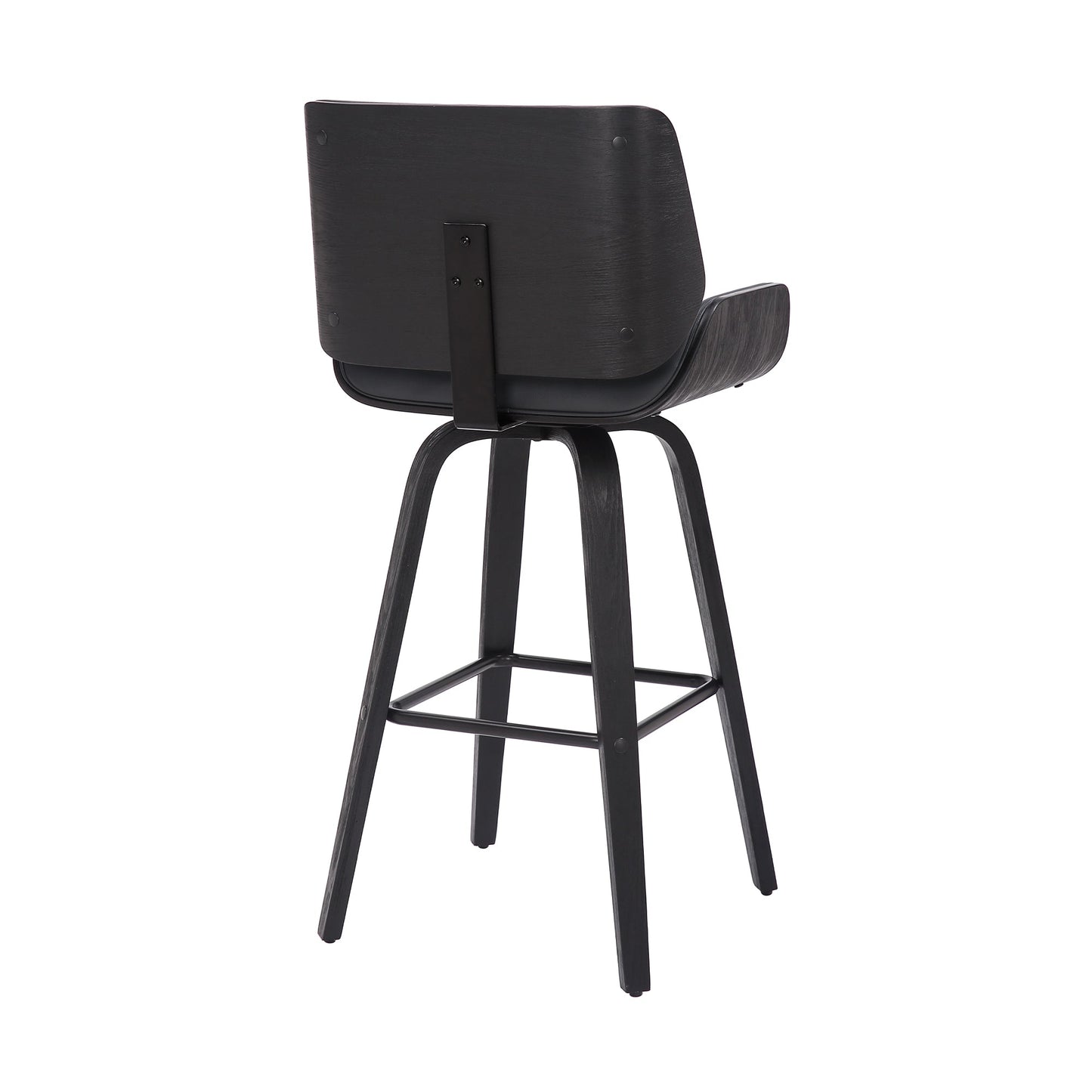 Tyler 26" Counter Height Swivel Gray Faux Leather and Black Wood Bar Stool