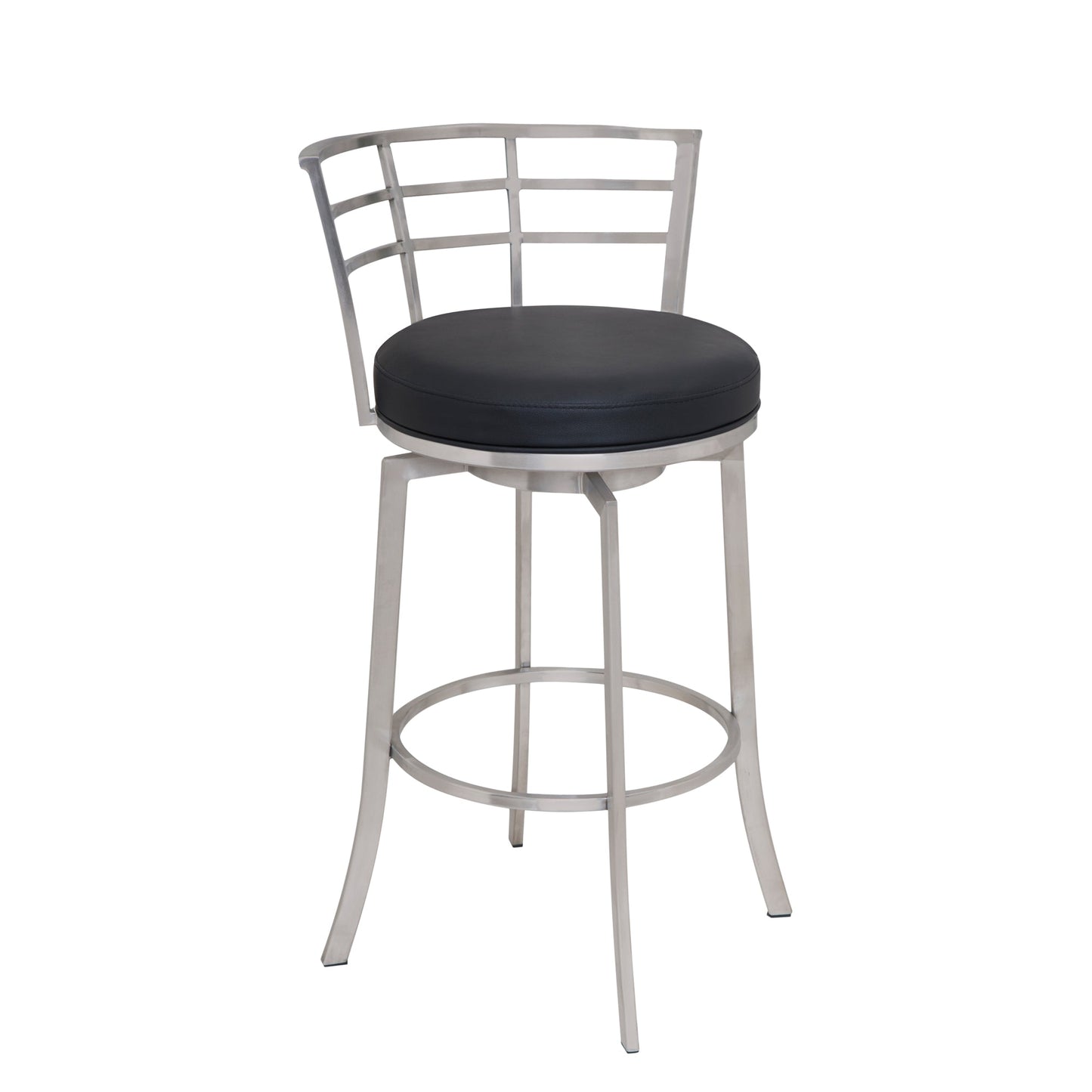 Viper 26" Counter Height Swivel Black Faux Leather and Brushed Stainless Steel Bar Stool