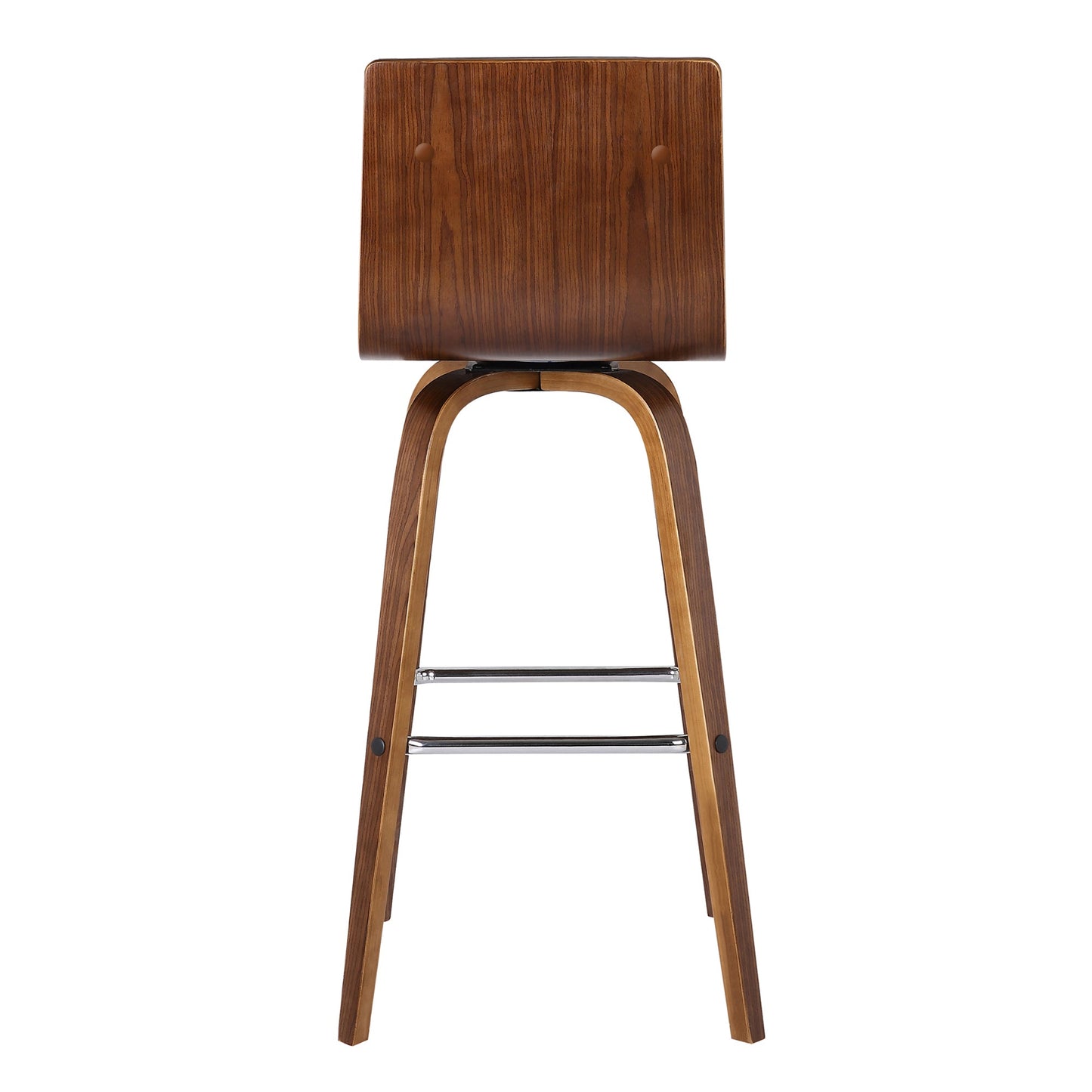 Vienna 30" Swivel Bar Stool in Walnut Wood Finish with Brown Faux Leather