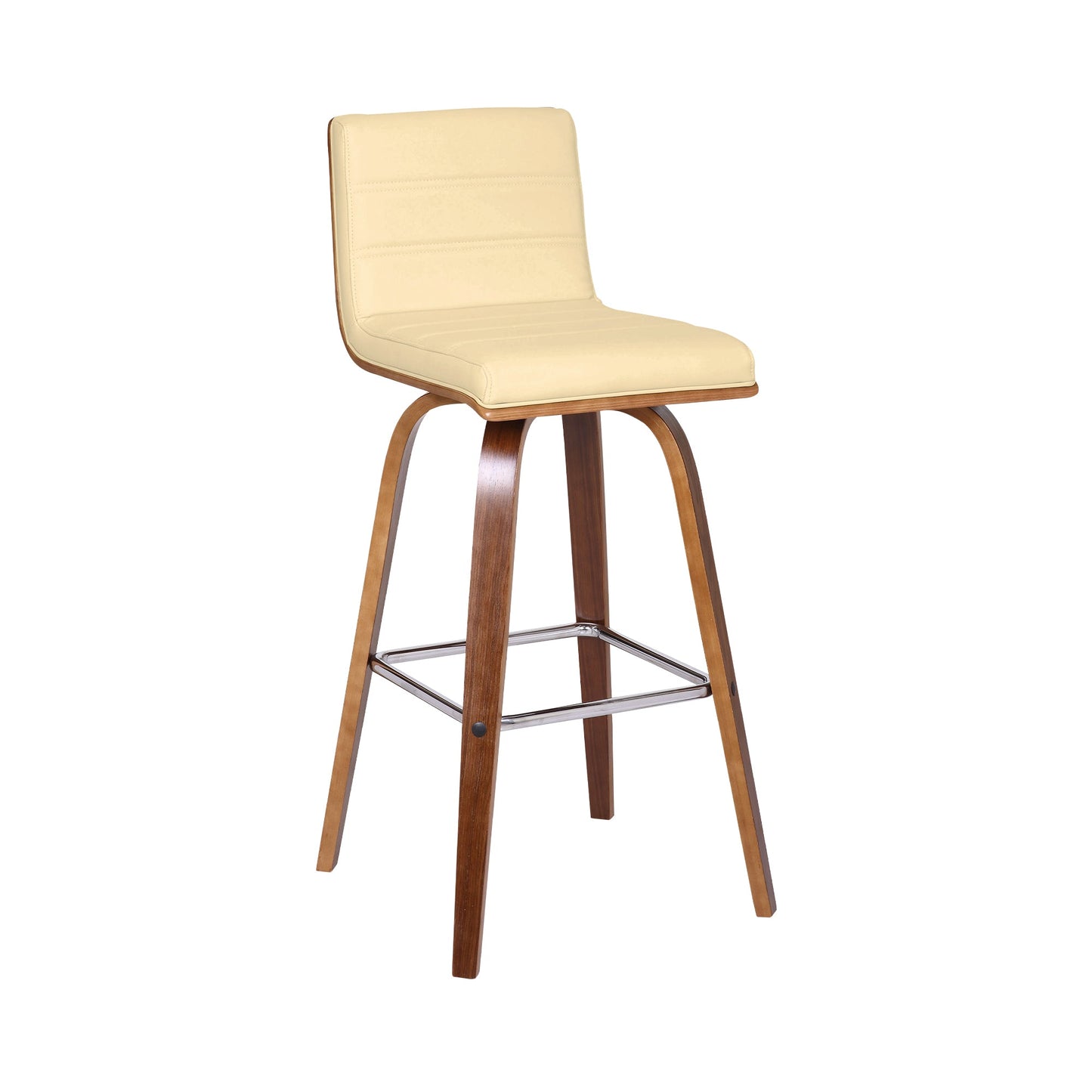 Vienna 30" Swivel Bar Stool in Walnut Wood Finish with Cream Faux Leather