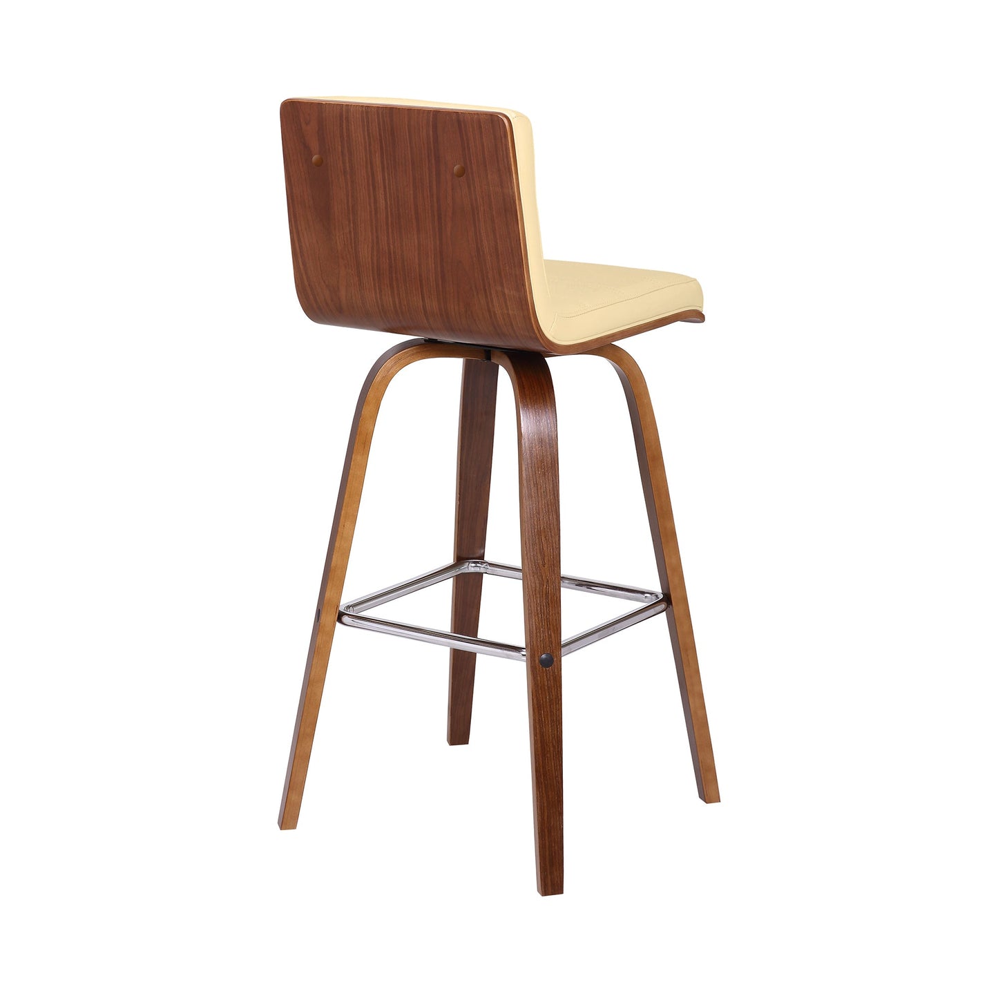 Vienna 30" Swivel Bar Stool in Walnut Wood Finish with Cream Faux Leather