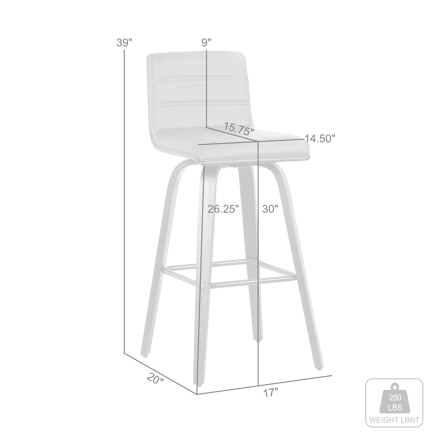 Vienna 30" Swivel Bar Stool in Walnut Wood Finish with Cream Faux Leather