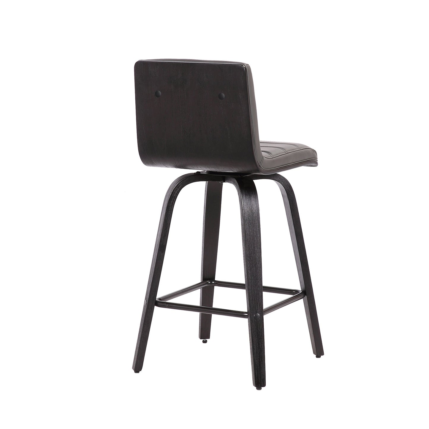 Vienna 26" Swivel Counter Stool in Black Wood Finish with Gray Faux Leather