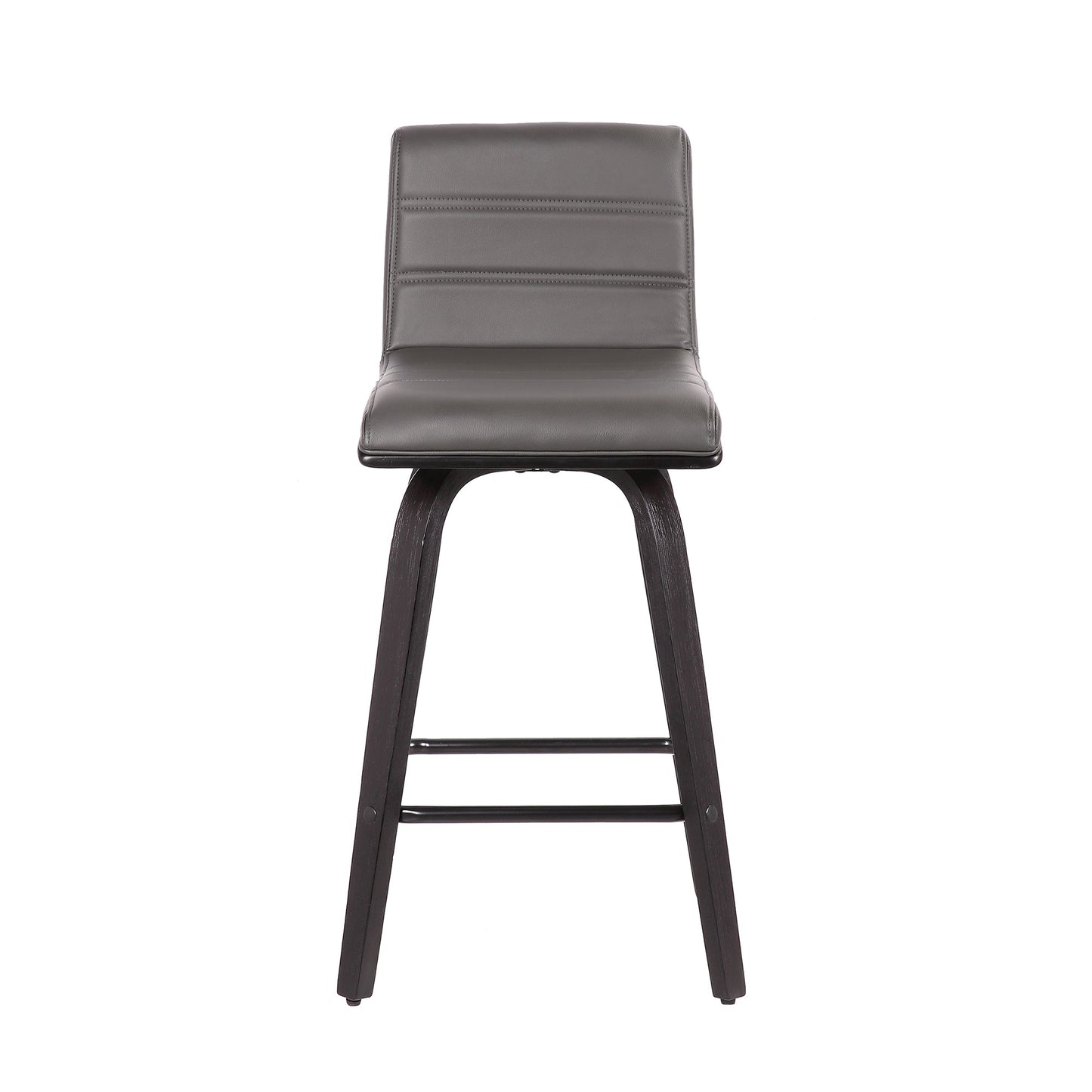 Vienna 26" Swivel Counter Stool in Black Wood Finish with Gray Faux Leather