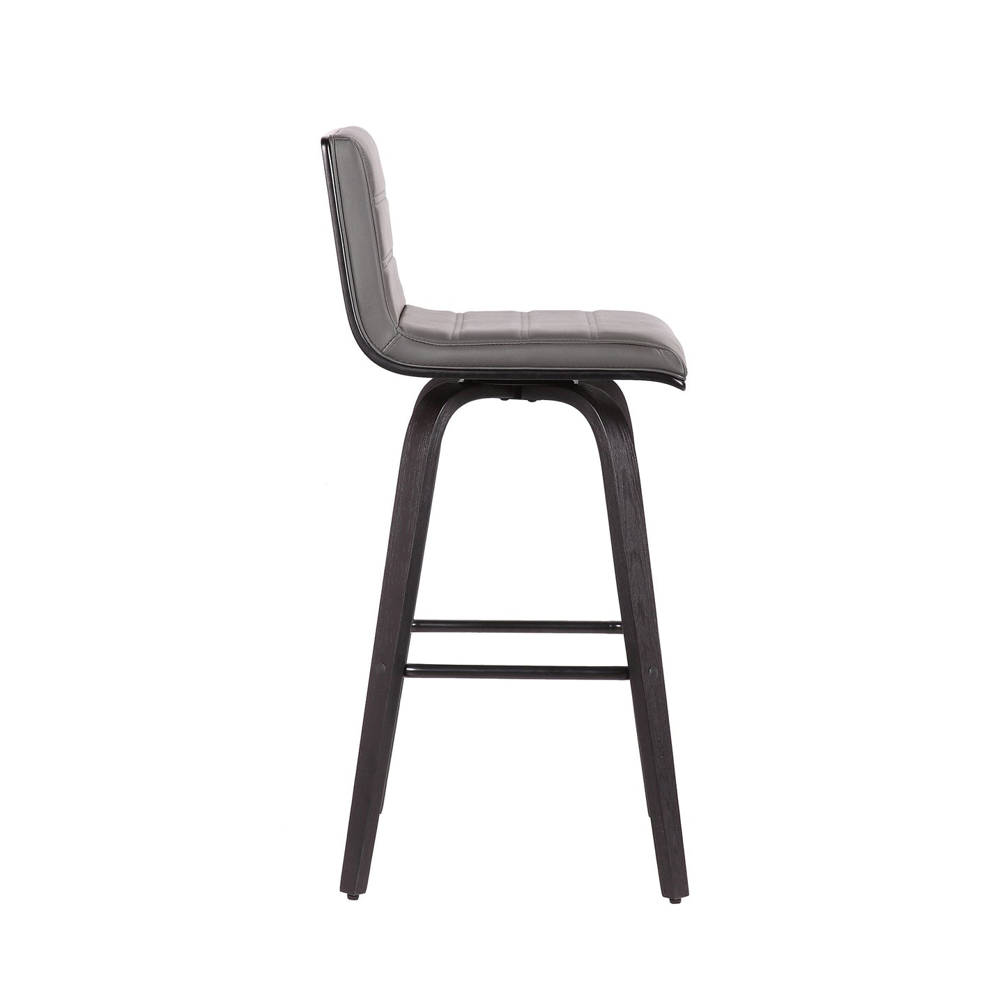 Vienna 30" Swivel Bar Stool in Black Wood Finish with Gray Faux Leather