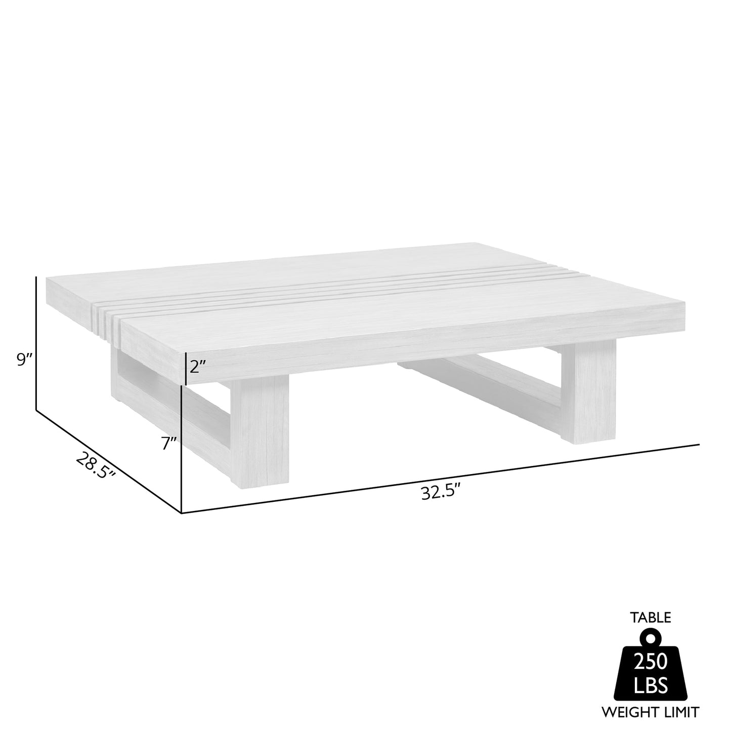 Vivid Outdoor Patio Coffee Table in Light Eucalyptus Wood