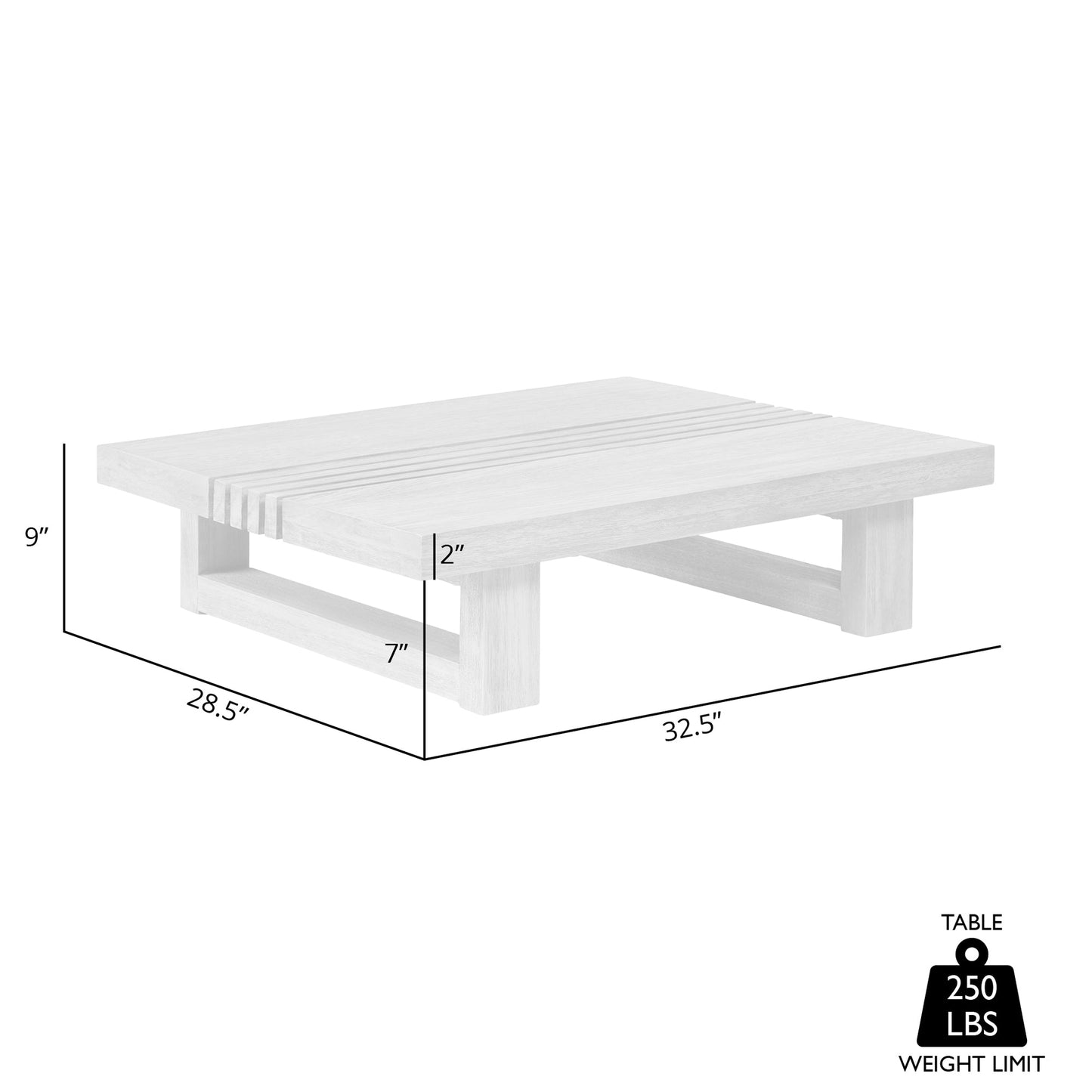 Vivid Outdoor Patio Coffee Table in Gray Eucalyptus Wood