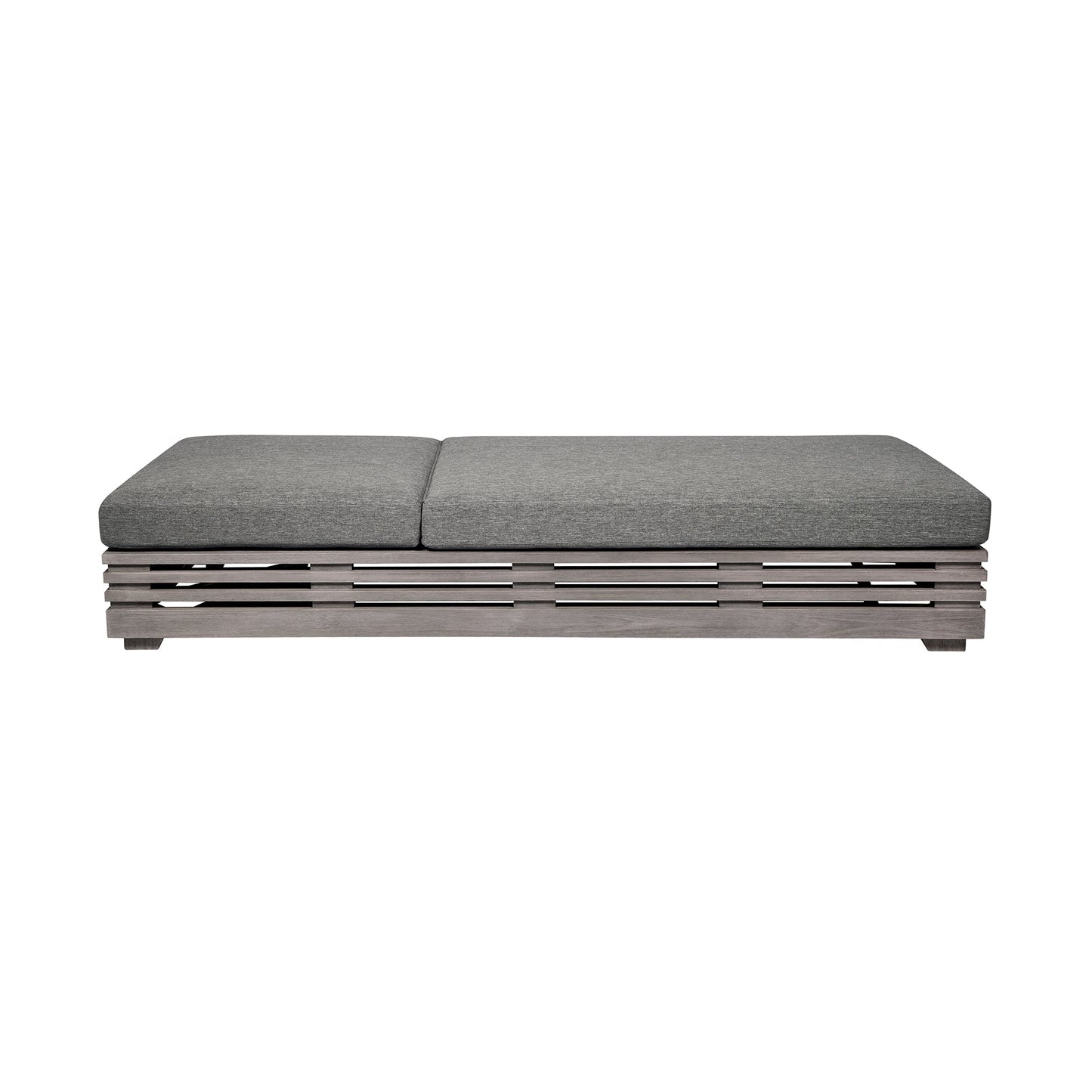 Vivid Outdoor Patio Chaise Lounge Chair in Gray Eucalyptus Wood with Gray Olefin Cushions