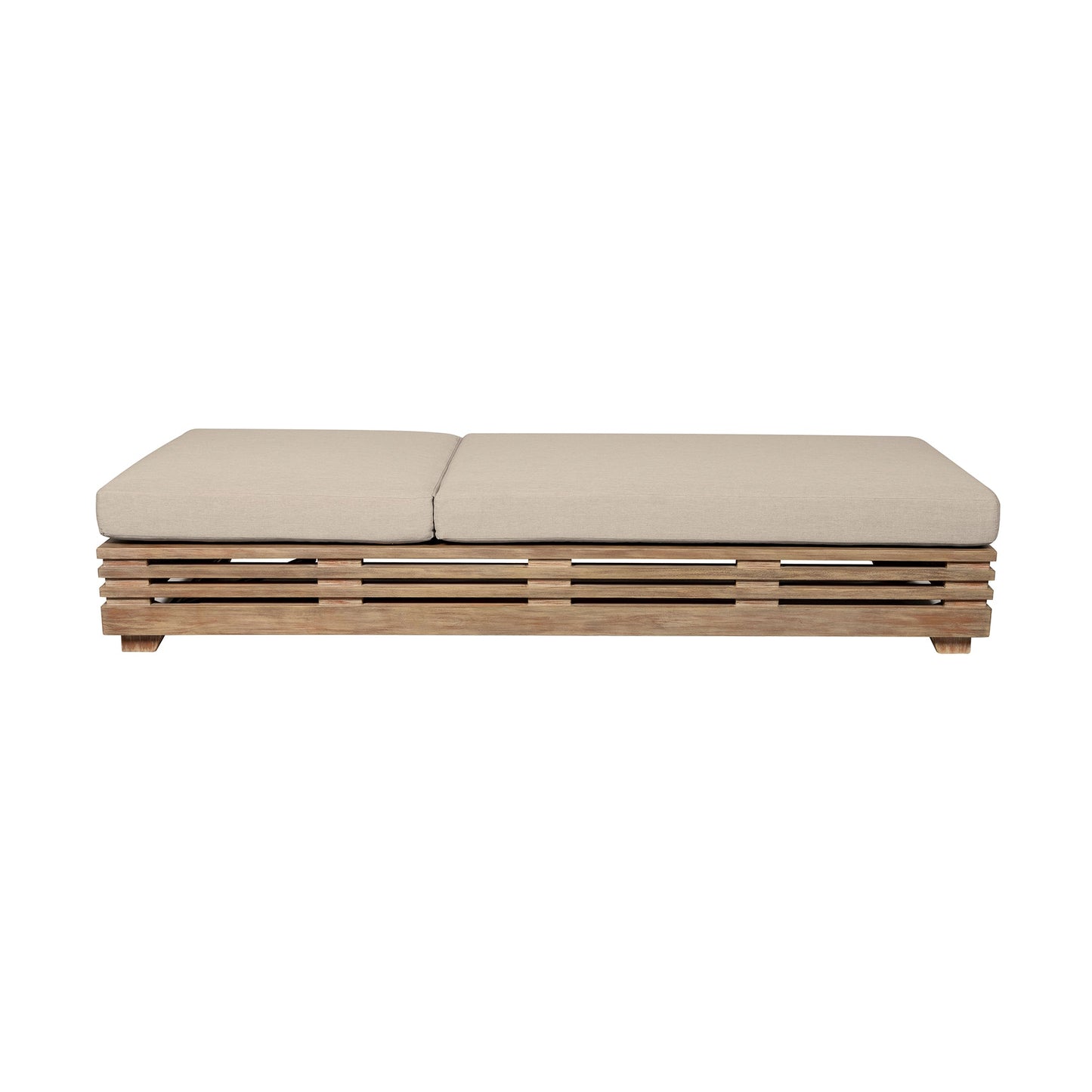 Vivid Outdoor Patio Chaise Lounge Chair in Light Eucalyptus Wood with Taupe Olefin Cushions