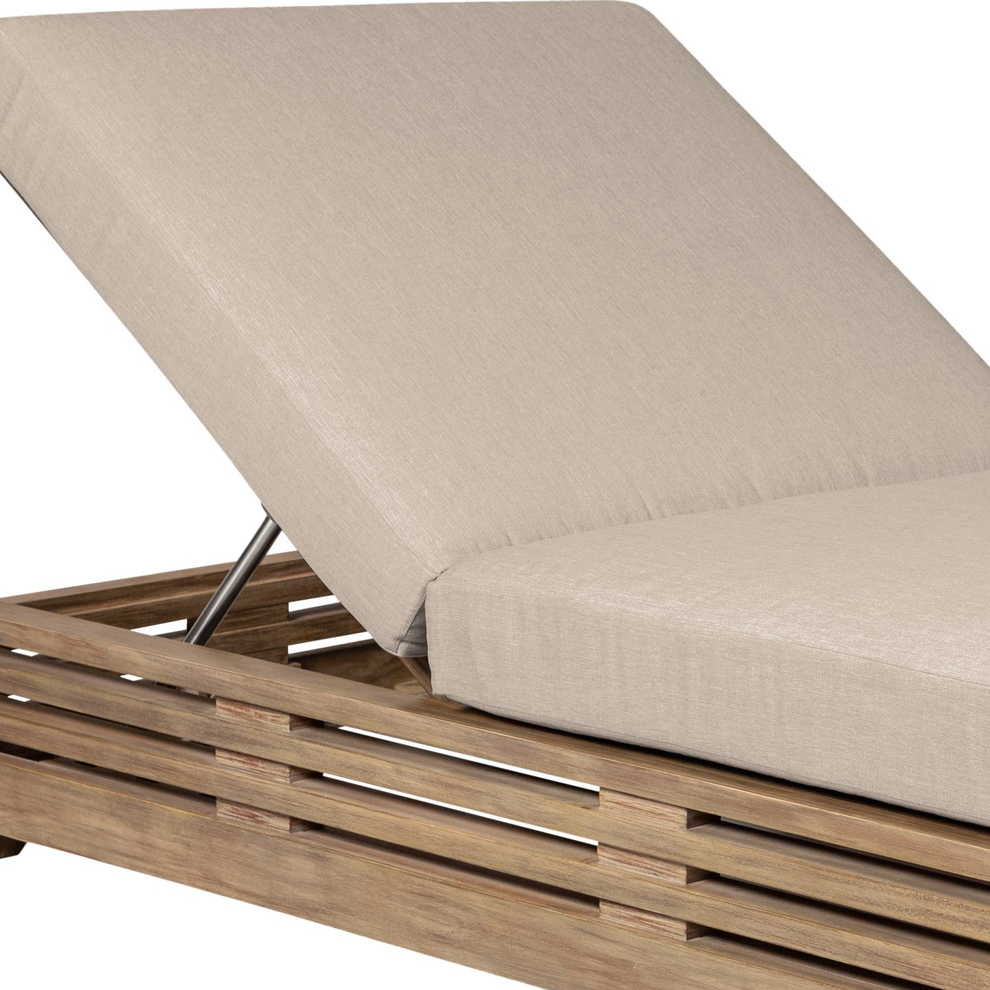 Vivid Outdoor Patio Chaise Lounge Chair in Light Eucalyptus Wood with Taupe Olefin Cushions