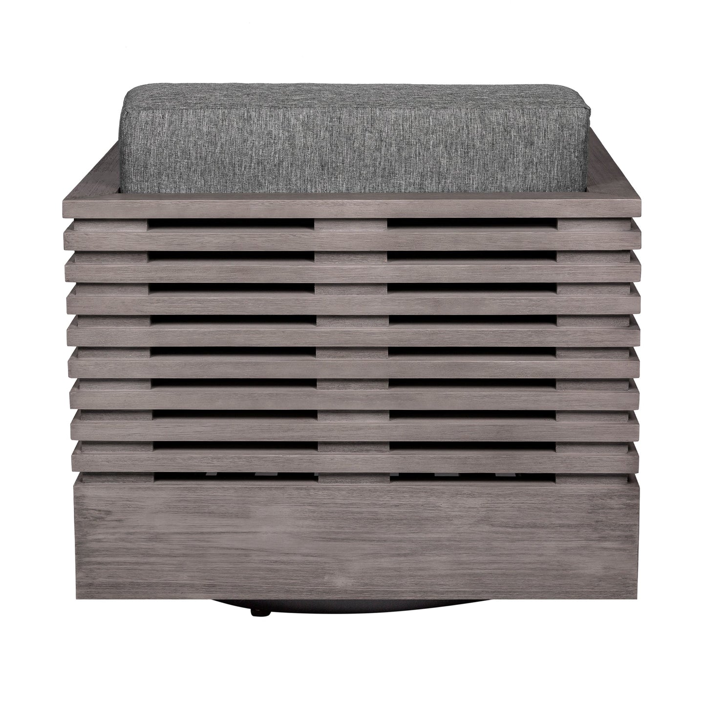 Vivid Swivel Outdoor Patio Chair in Gray Eucalyptus Wood with Gray Olefin Cushions