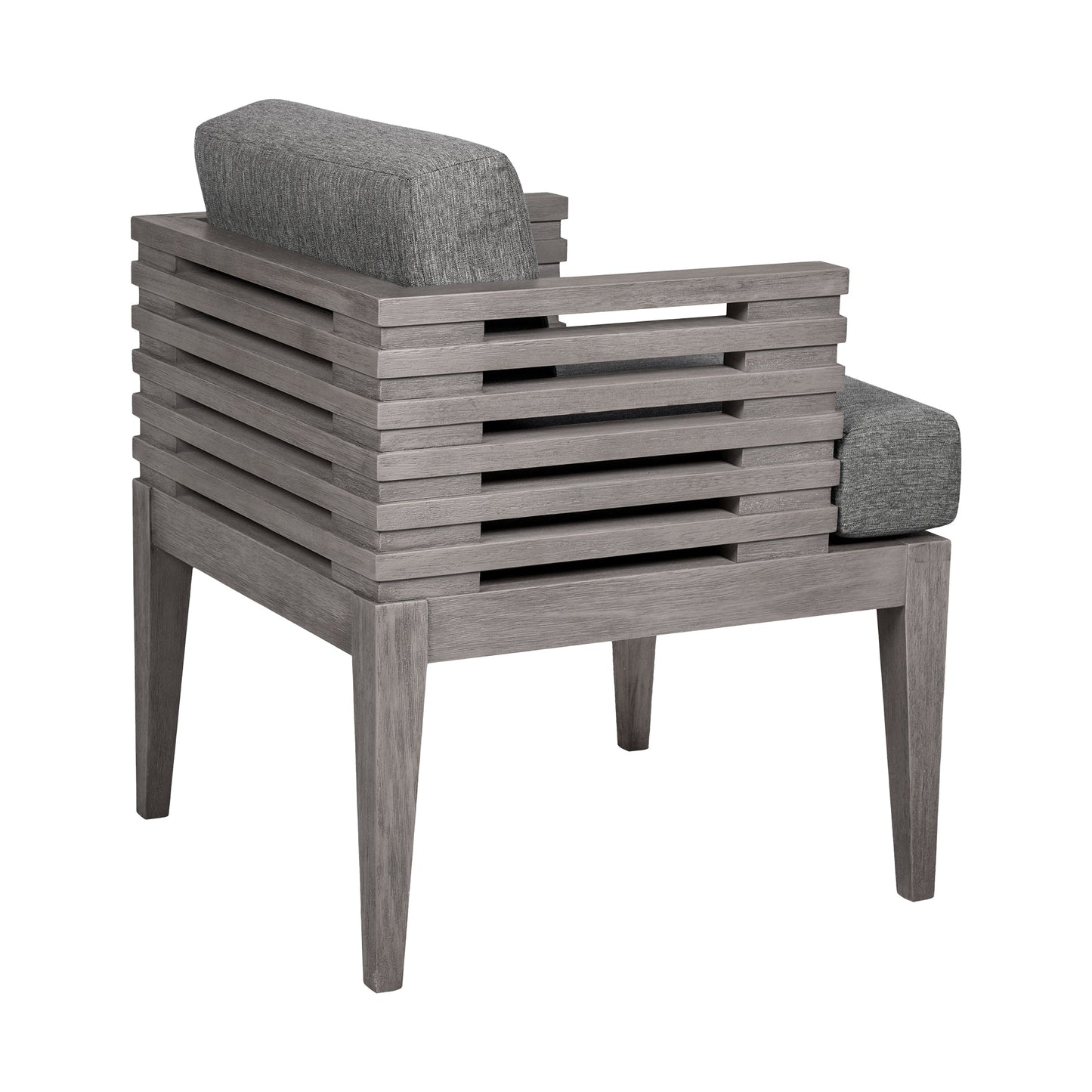 Vivid Outdoor Patio Dining Chair in Gray Eucalyptus Wood with Gray Olefin Cushions