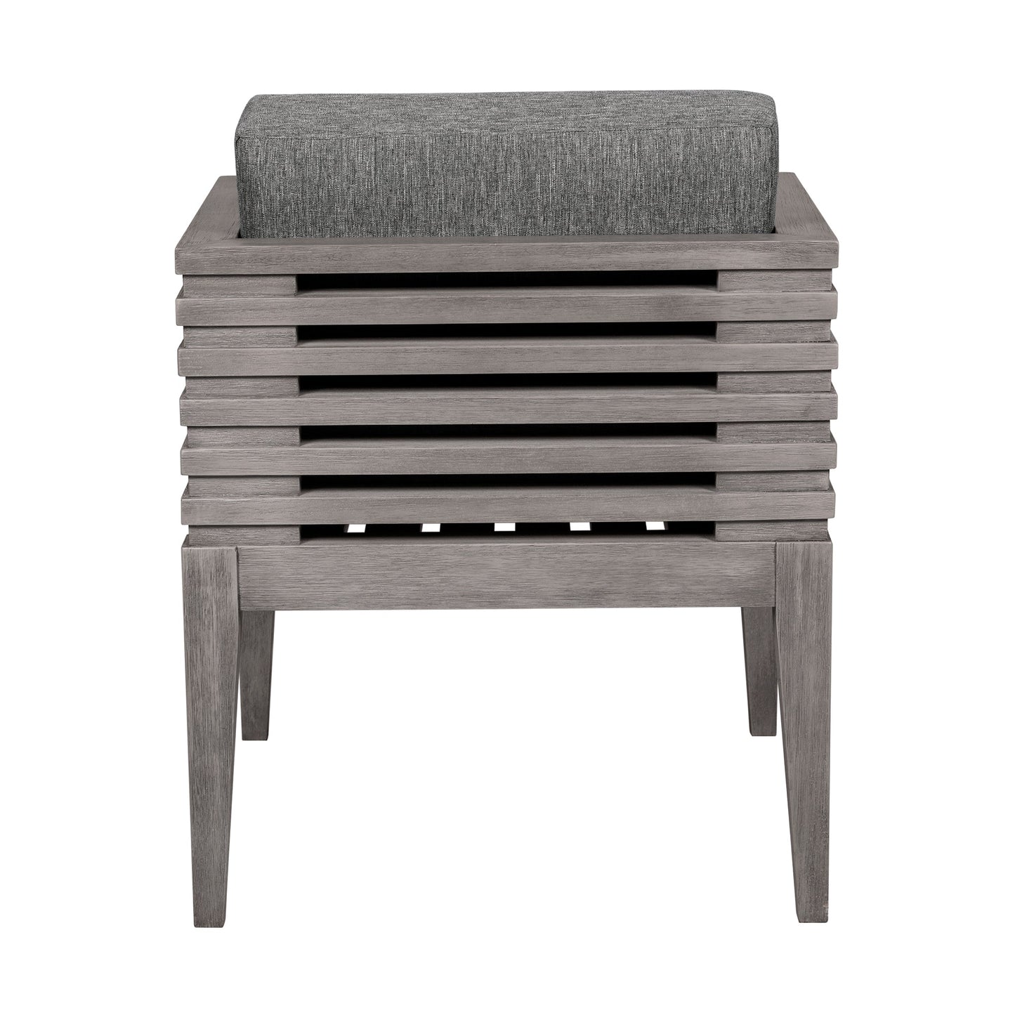 Vivid Outdoor Patio Dining Chair in Gray Eucalyptus Wood with Gray Olefin Cushions