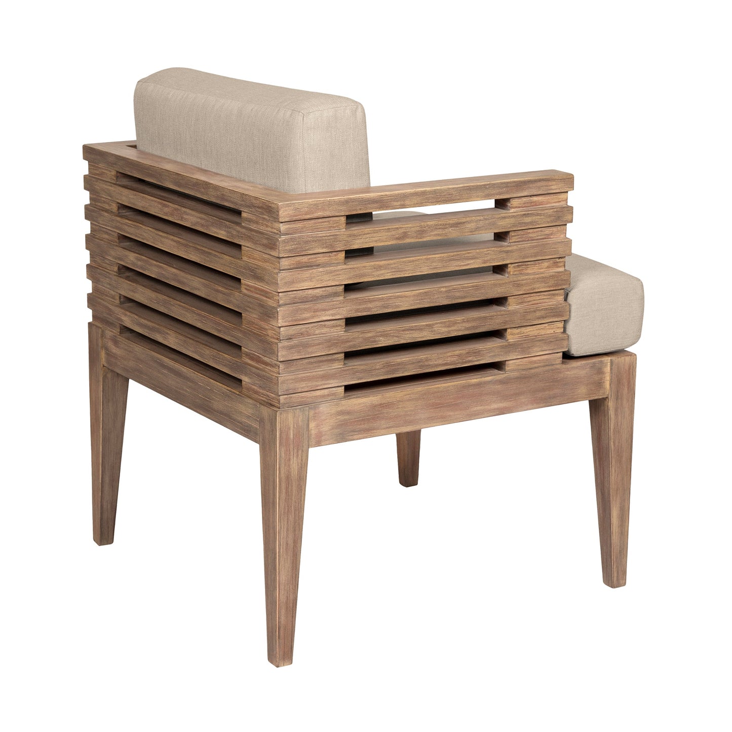 Vivid Outdoor Patio Dining Chair in Light Eucalyptus Wood with Taupe Olefin Cushions