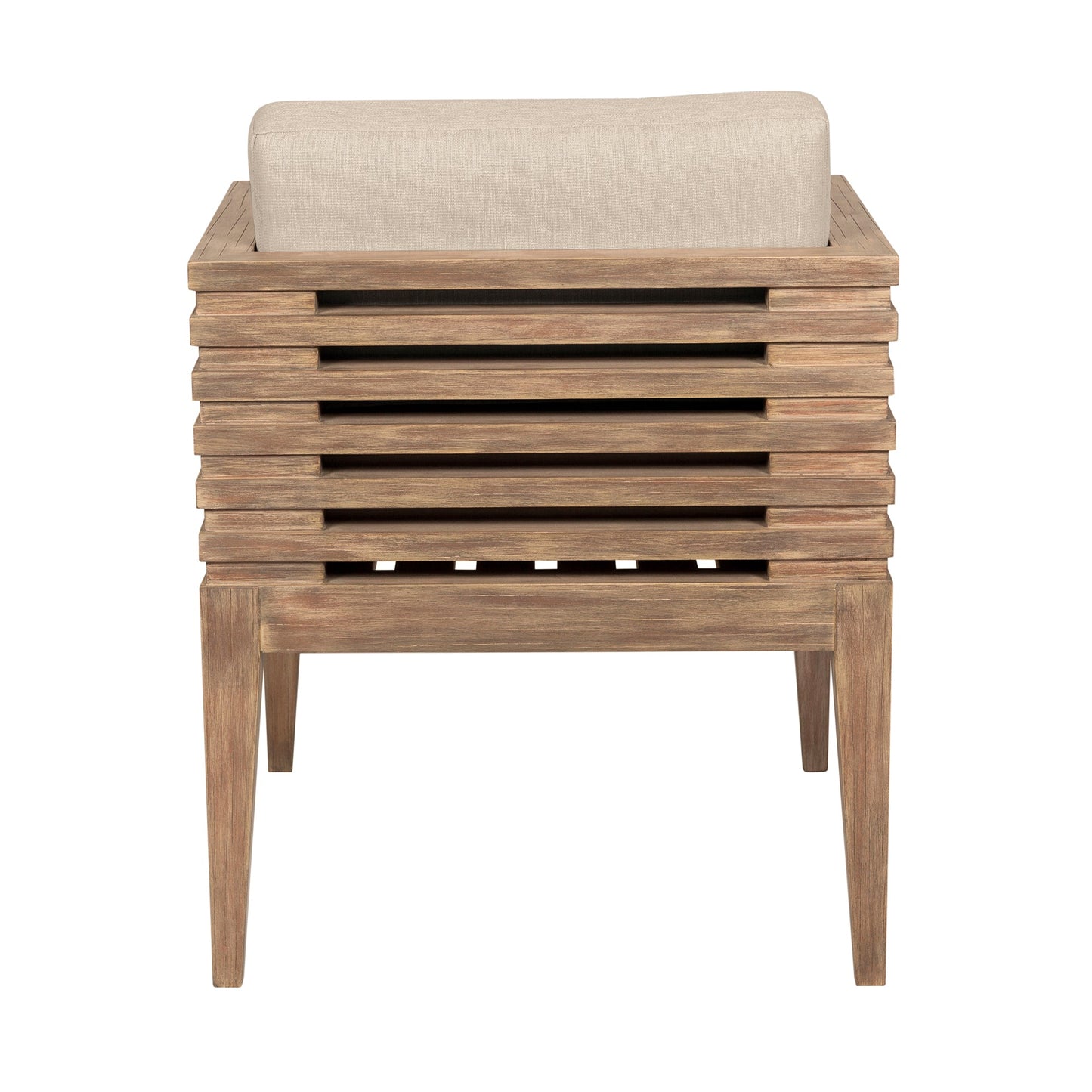 Vivid Outdoor Patio Dining Chair in Light Eucalyptus Wood with Taupe Olefin Cushions