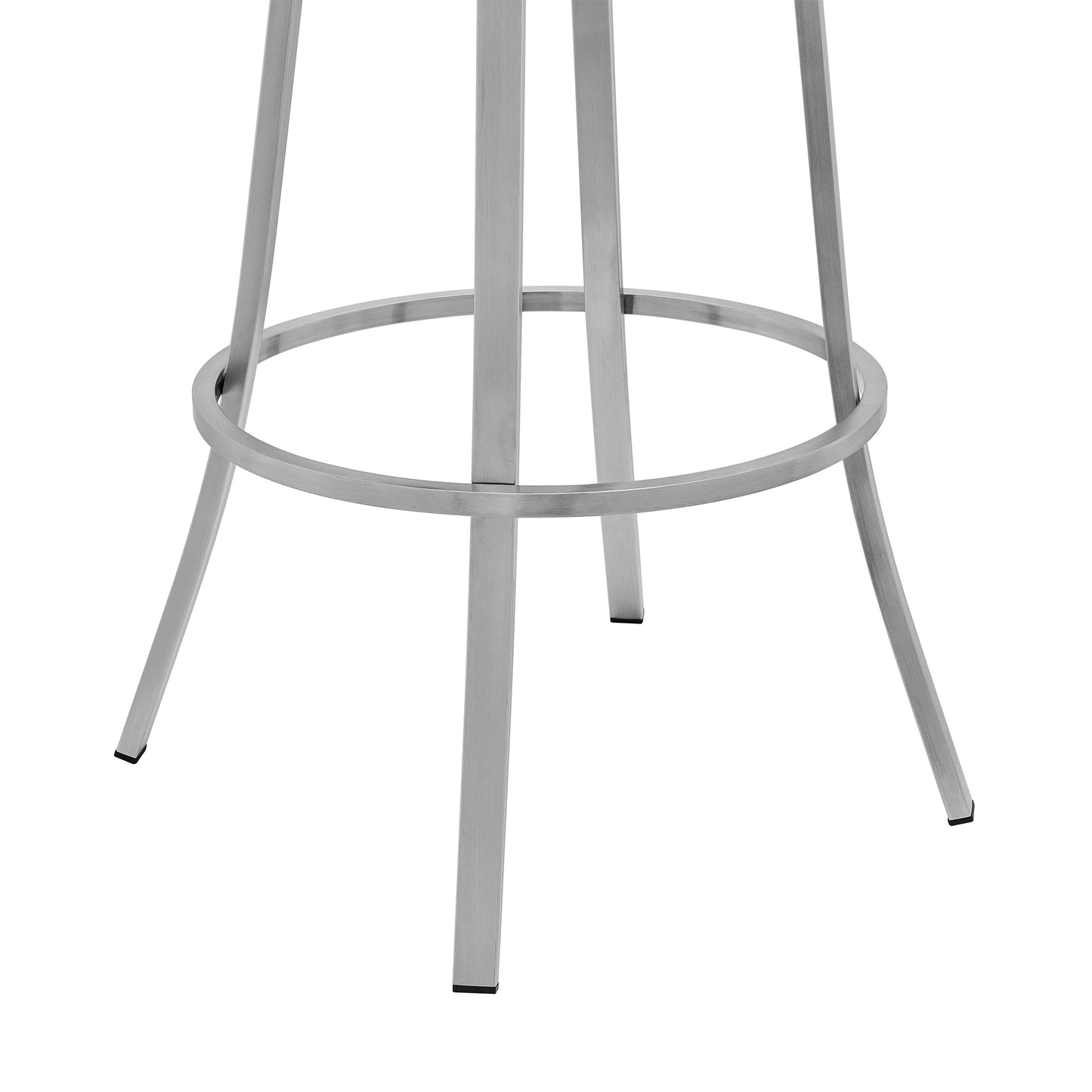 Valerie 26" Counter Height Swivel Modern Black Faux Leather Bar and Counter Stool in Brushed Stainless Steel Finish