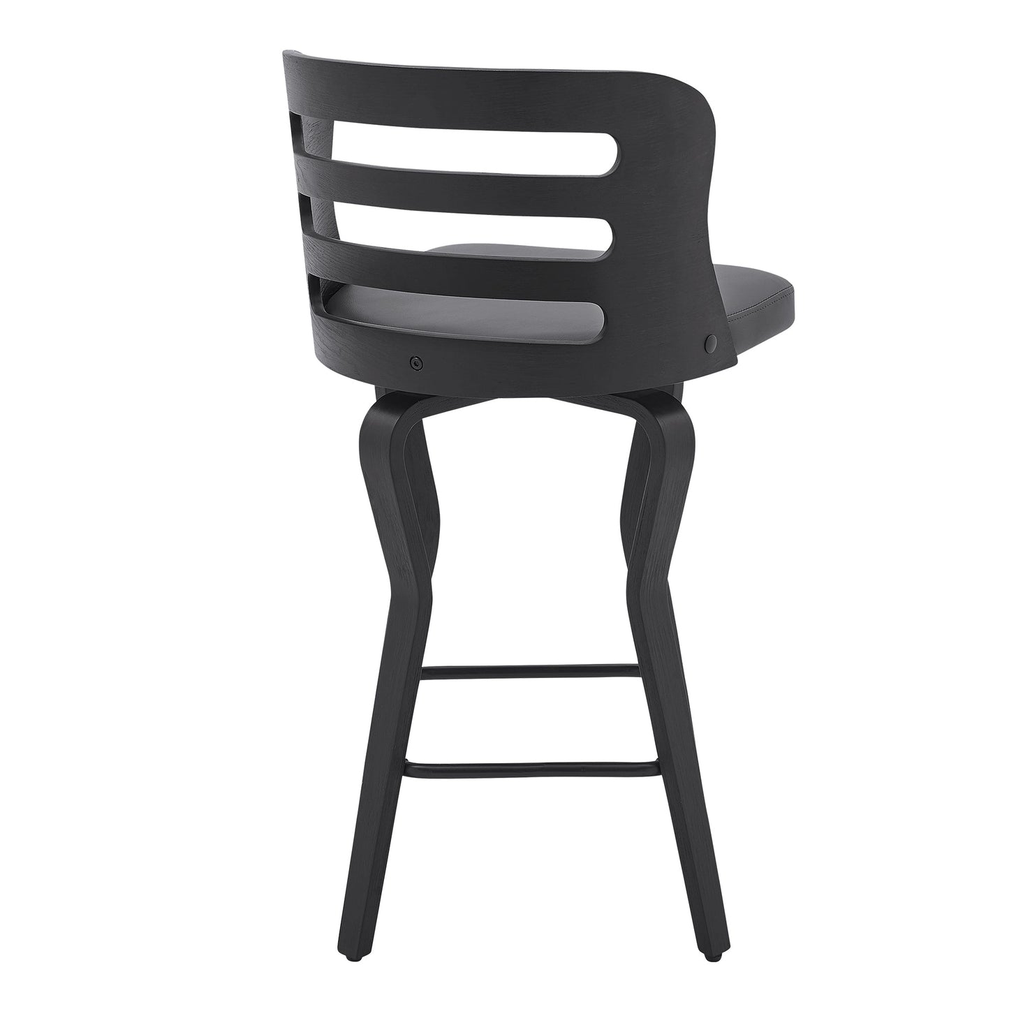 Verne 26" Swivel Gray Faux Leather and Black Wood Bar Stool