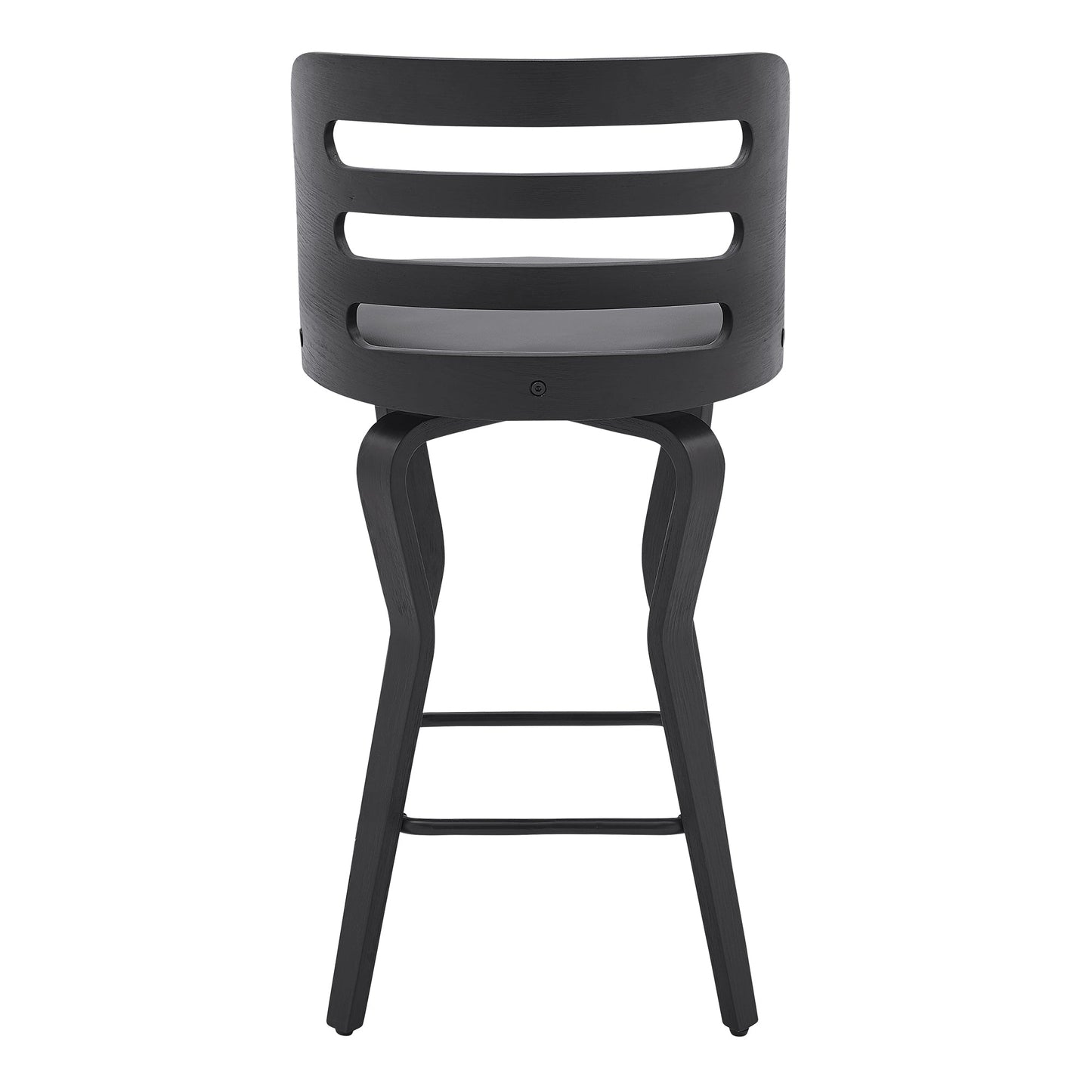 Verne 26" Swivel Gray Faux Leather and Black Wood Bar Stool