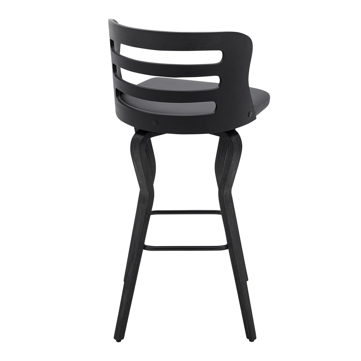 Verne 30" Swivel Gray Faux Leather and Black Wood Bar Stool