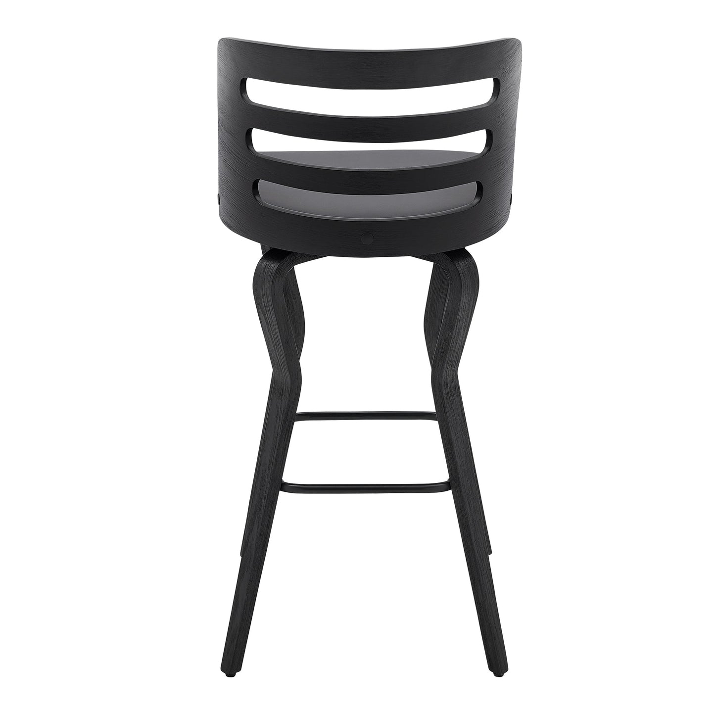 Verne 30" Swivel Gray Faux Leather and Black Wood Bar Stool