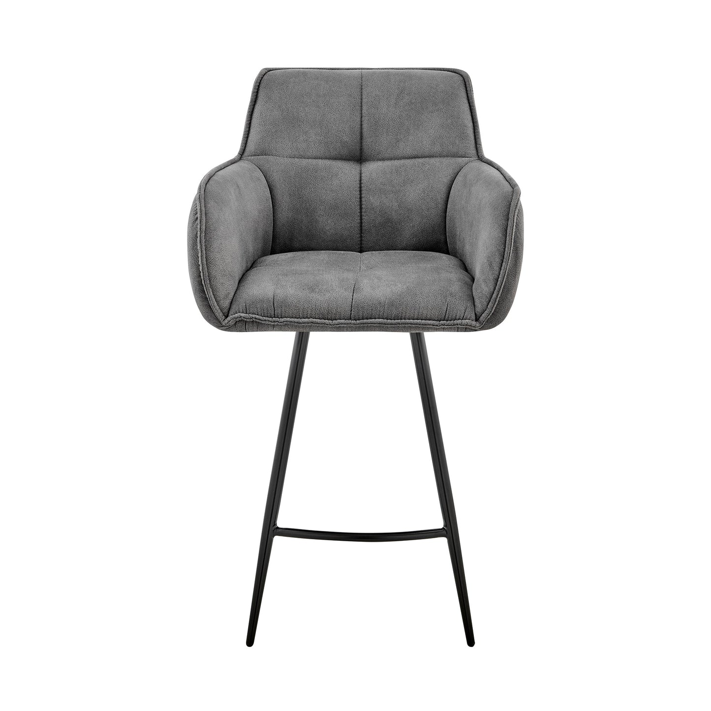 Verona 26" Counter Height Bar Stool in Charcoal Fabric and Black Finish