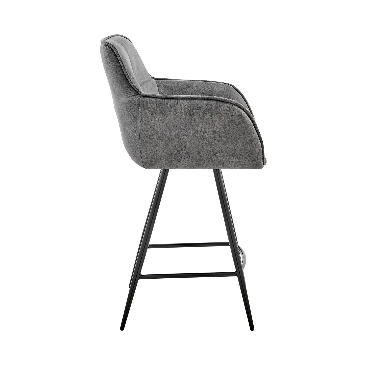 Verona 26" Counter Height Bar Stool in Charcoal Fabric and Black Finish