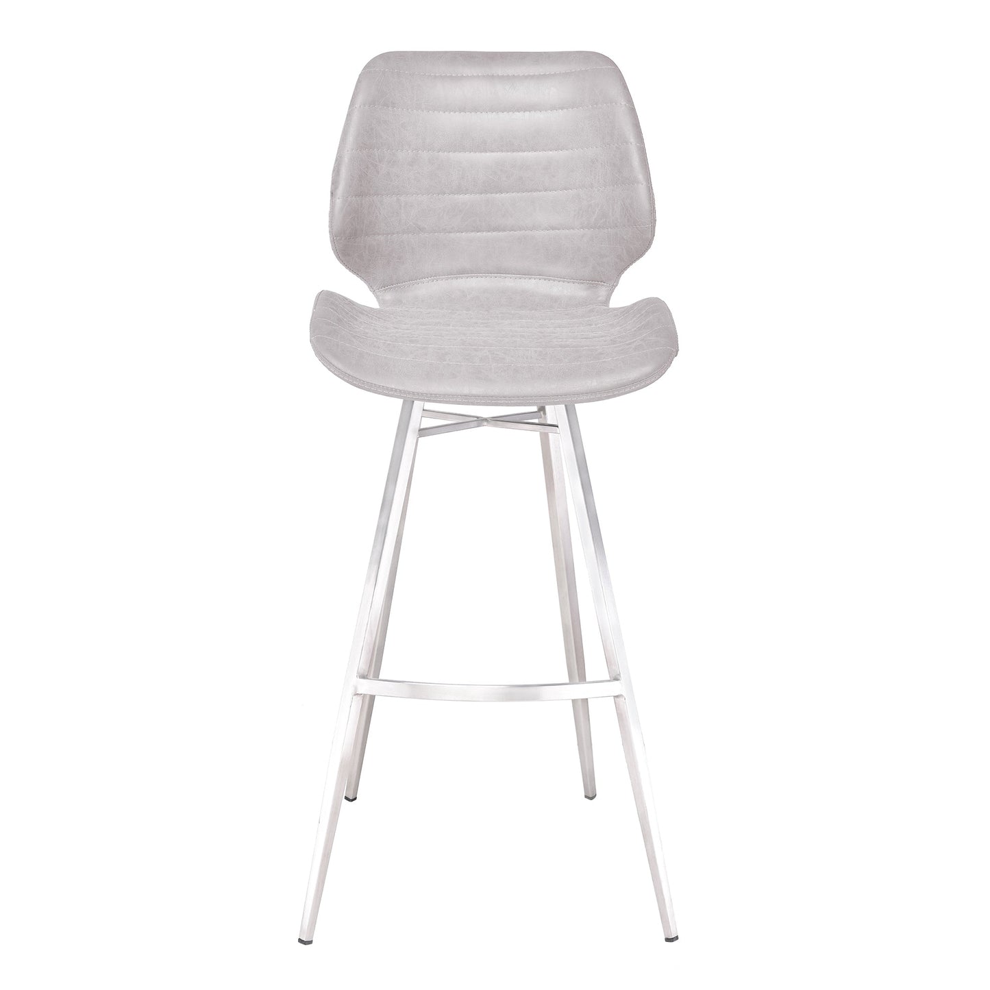 Valor 30" Bar Height Barstool in Brushed Stainless Steel with Light Vintage Gray Faux Leather