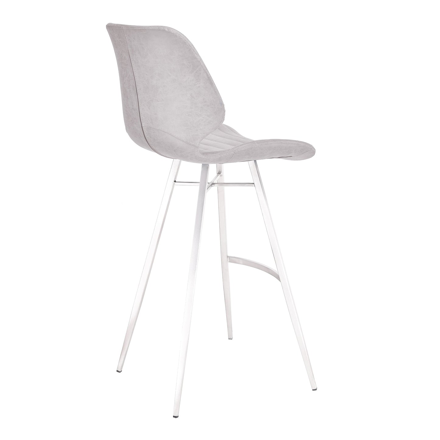 Valor 30" Bar Height Barstool in Brushed Stainless Steel with Light Vintage Gray Faux Leather