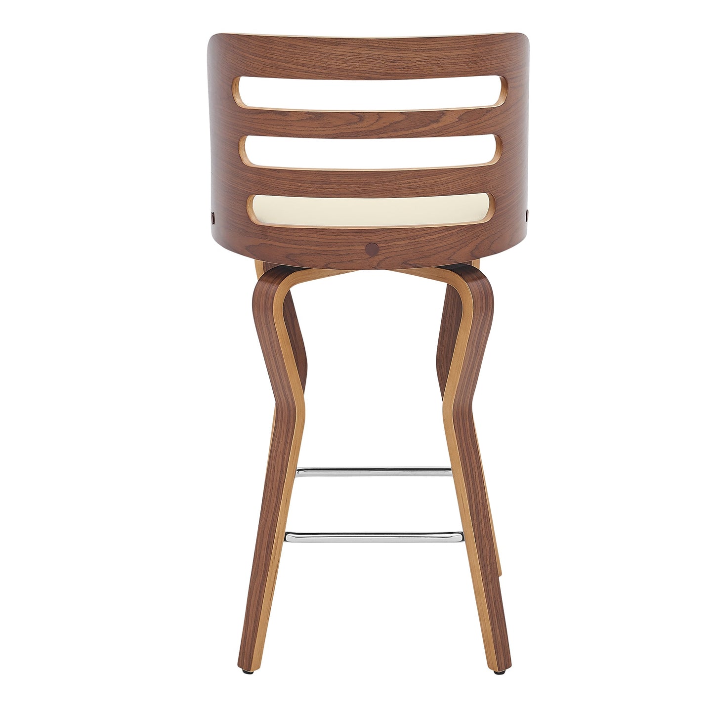 Verne 26" Swivel Cream Faux Leather and Walnut Wood Bar Stool