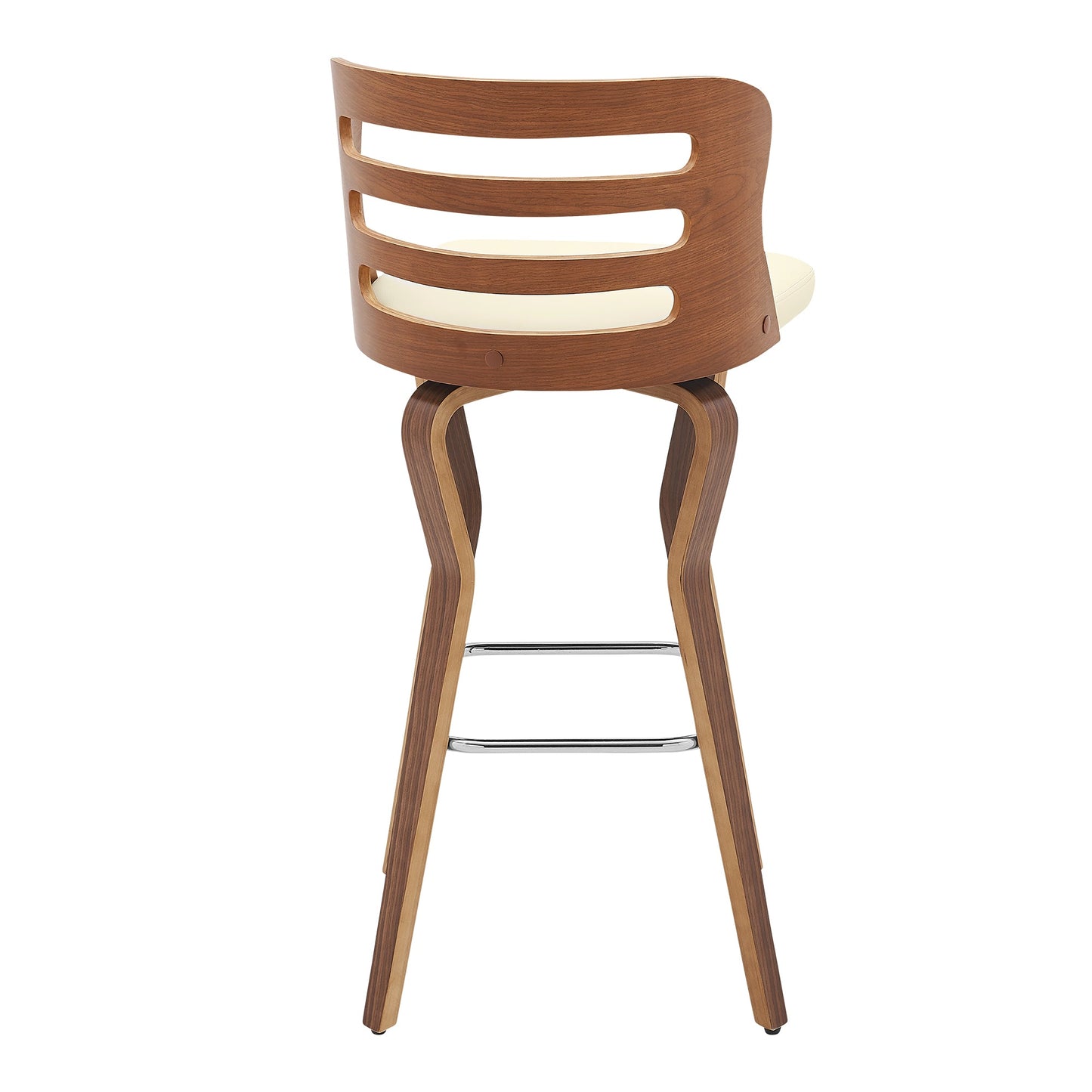 Verne 30" Swivel Cream Faux Leather and Walnut Wood Bar Stool