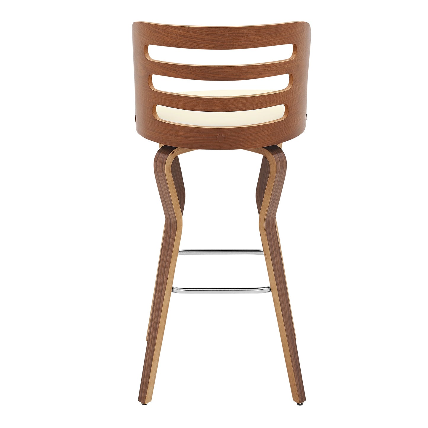 Verne 30" Swivel Cream Faux Leather and Walnut Wood Bar Stool