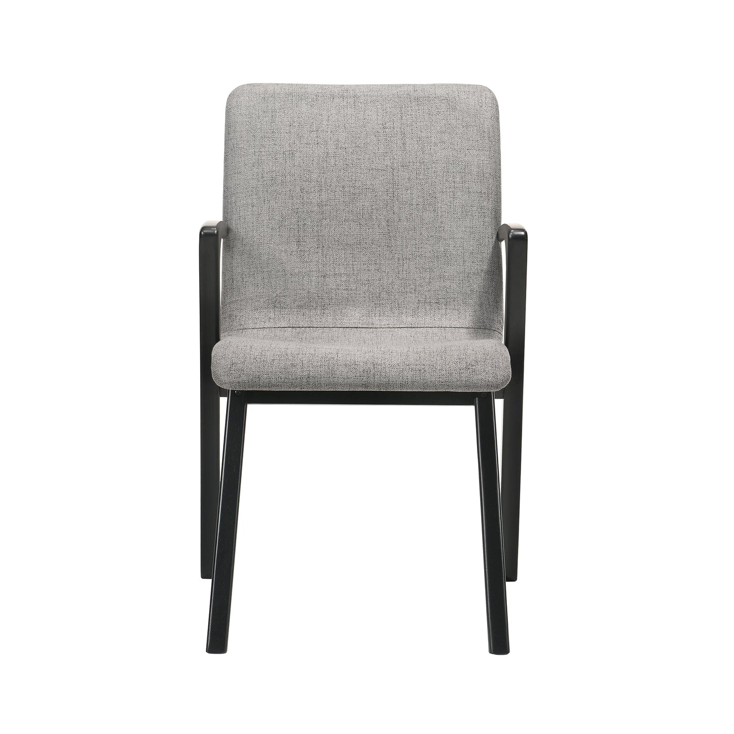 Varde Mid-Century Gray Upholstered Dining Chairs in Black Finish - Set of 2