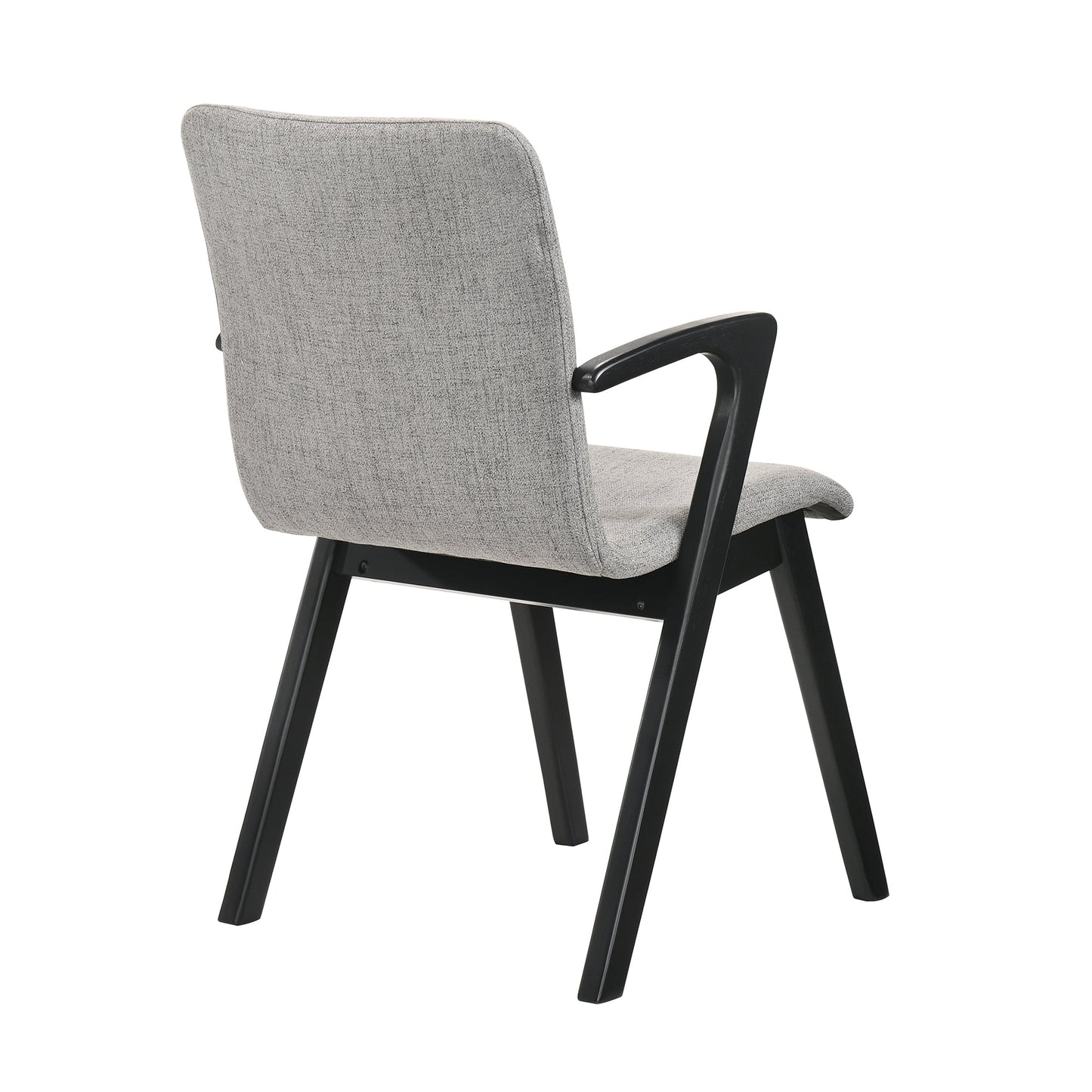 Varde Mid-Century Gray Upholstered Dining Chairs in Black Finish - Set of 2