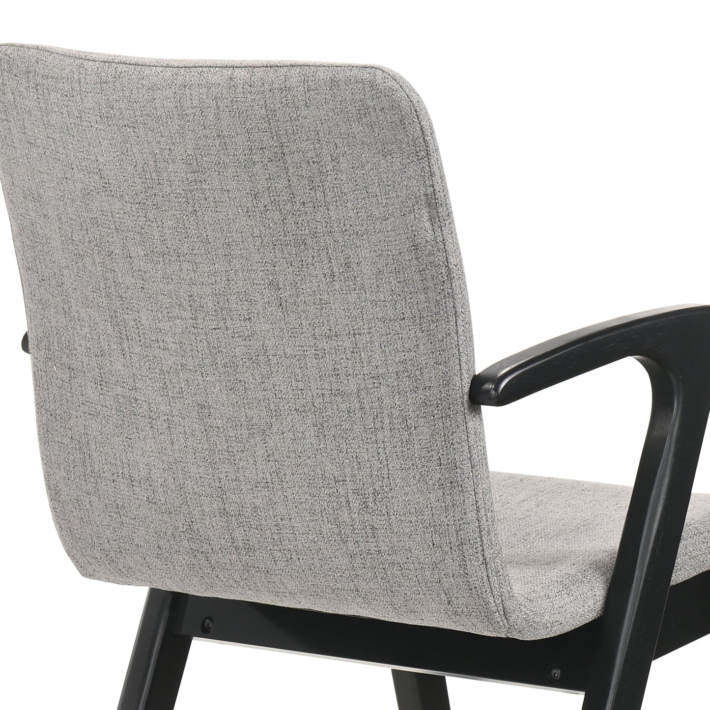 Varde Mid-Century Gray Upholstered Dining Chairs in Black Finish - Set of 2