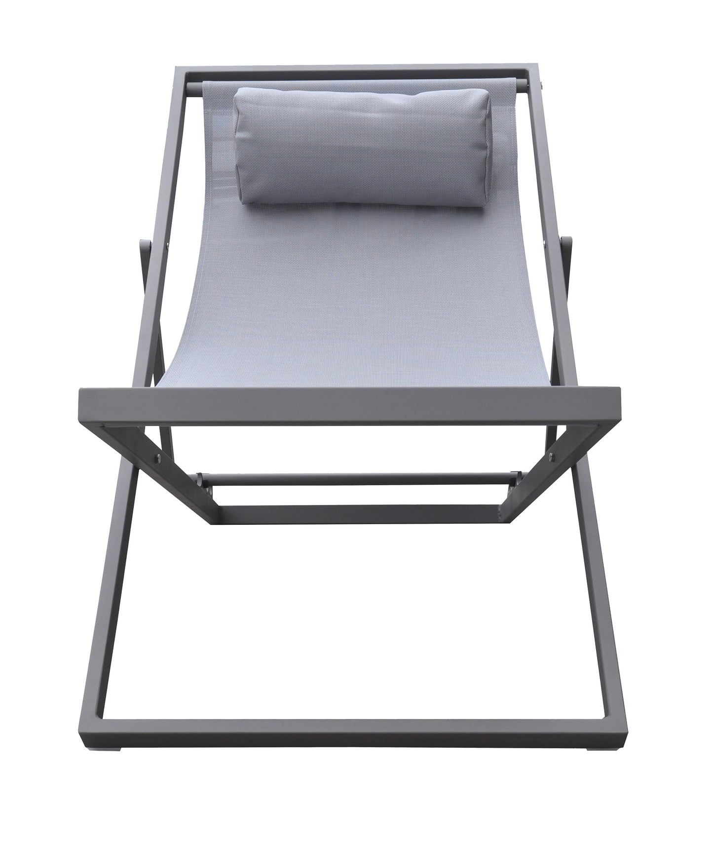 Wave Outdoor Patio Aluminum Deck Chair in Gray Powder Coated Finish with Gray Sling Textilene