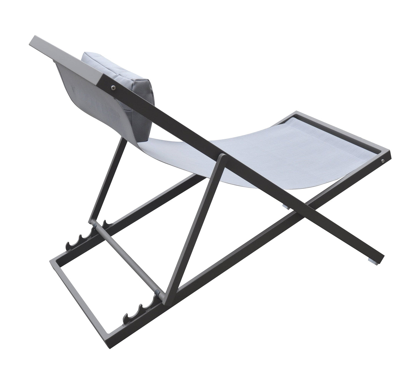 Wave Outdoor Patio Aluminum Deck Chair in Gray Powder Coated Finish with Gray Sling Textilene