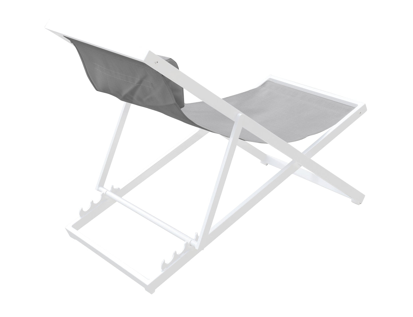 Wave Outdoor Patio Aluminum Deck Chair in White Powder Coated Finish with Gray Sling Textilene