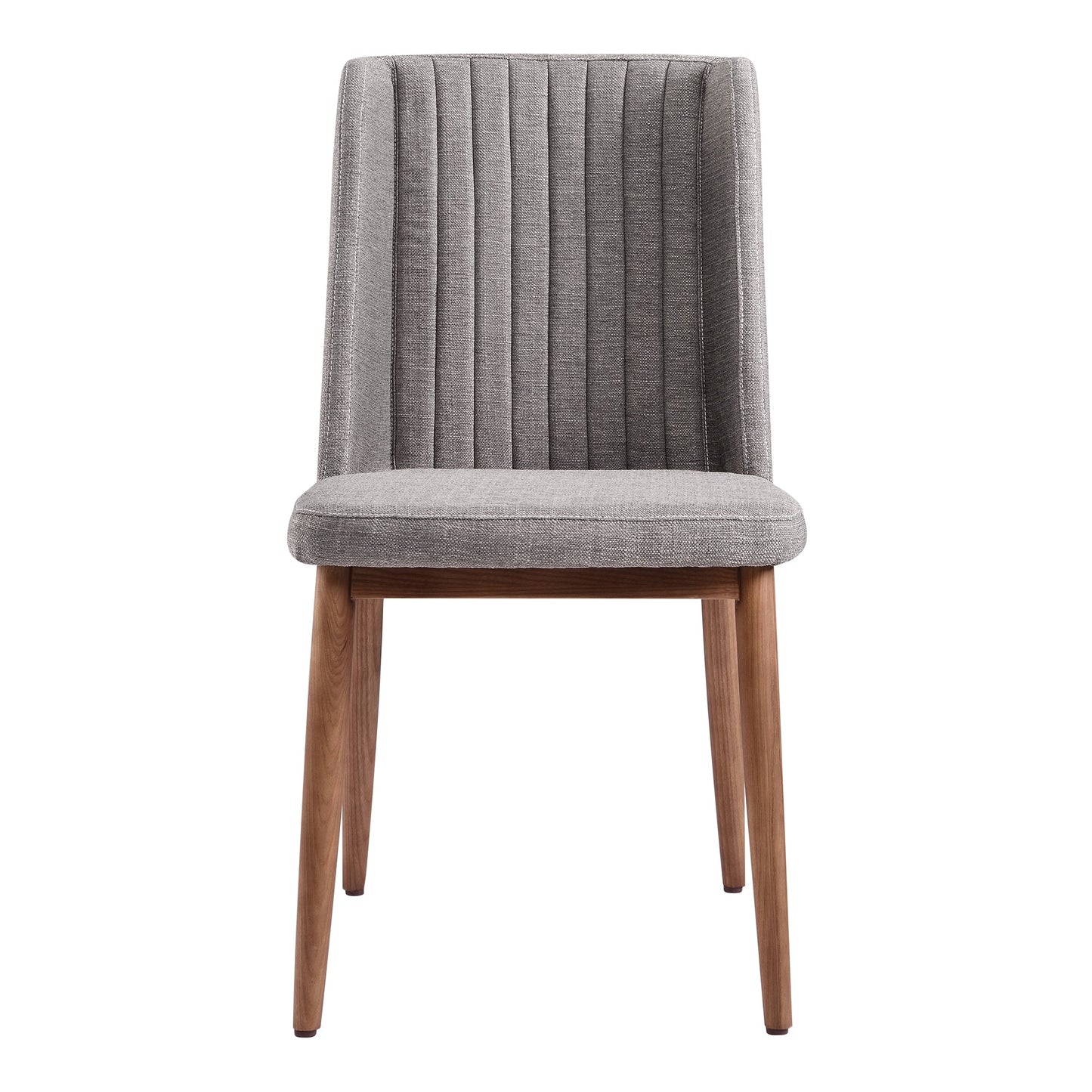 Wade Mid-Century Dining Chair in Walnut Finish and Gray Fabric - Set of 2