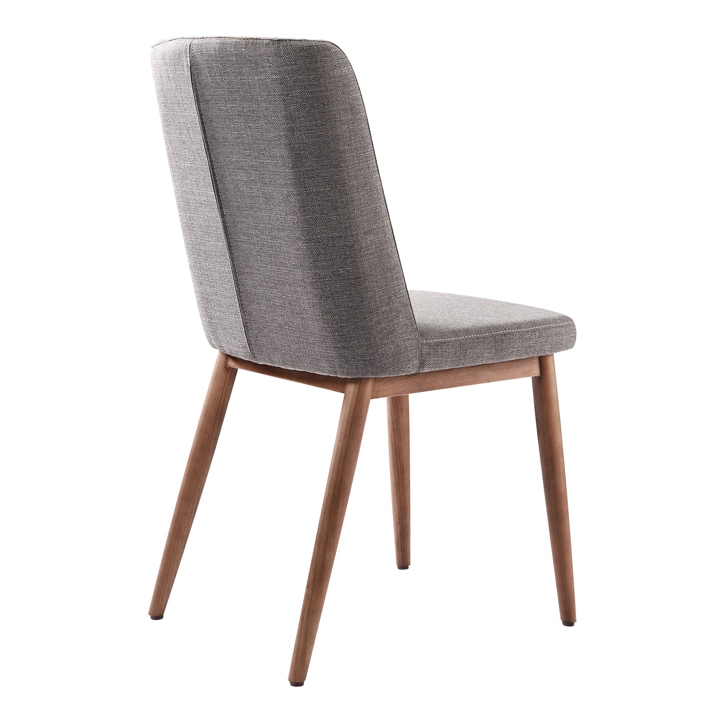 Wade Mid-Century Dining Chair in Walnut Finish and Gray Fabric - Set of 2