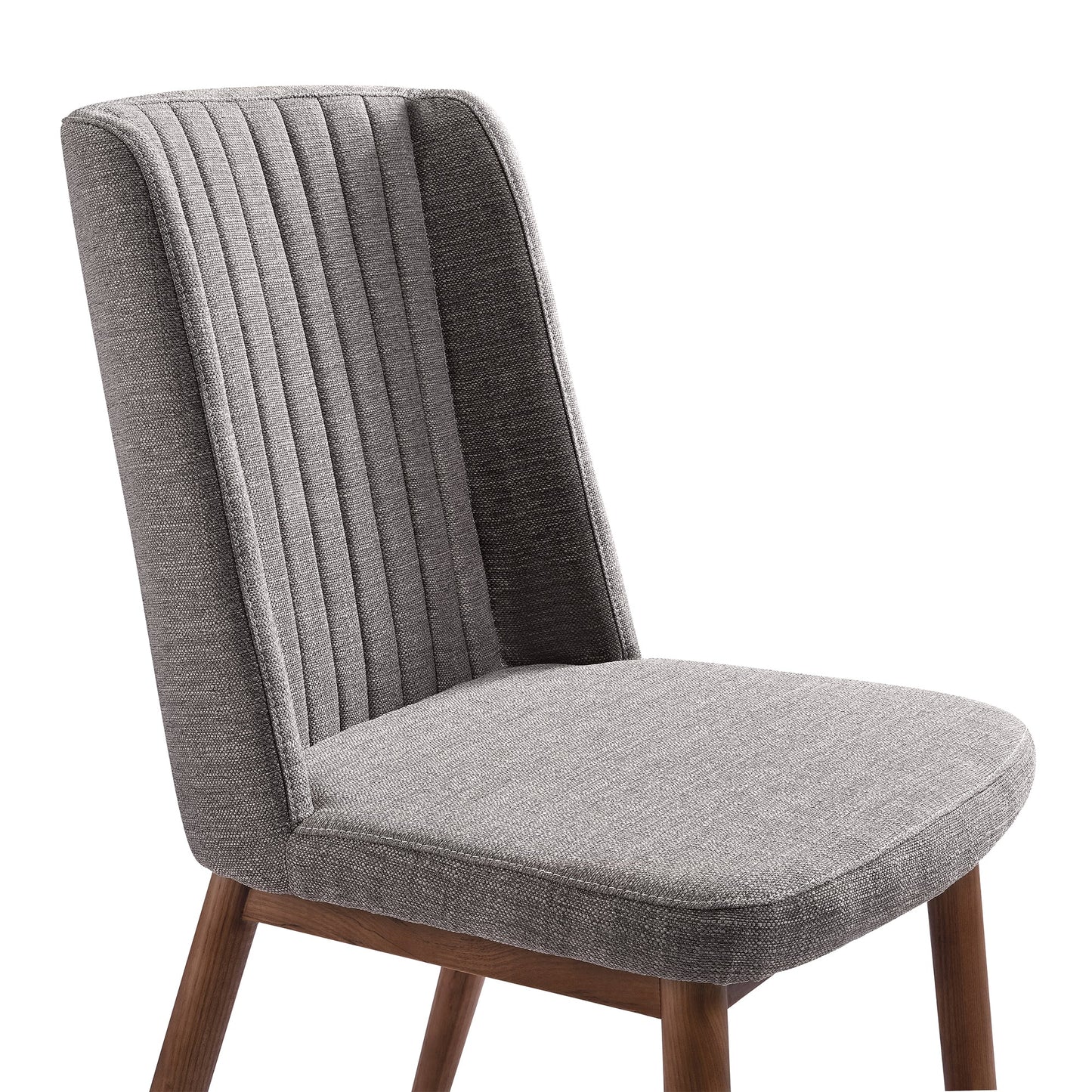 Wade Mid-Century Dining Chair in Walnut Finish and Gray Fabric - Set of 2