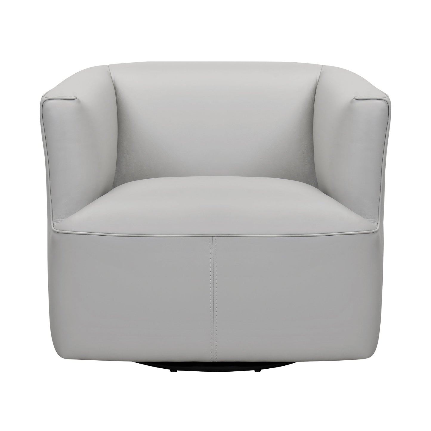 Whitney Swivel Dove Gray Genuine Leather Barrel Chair