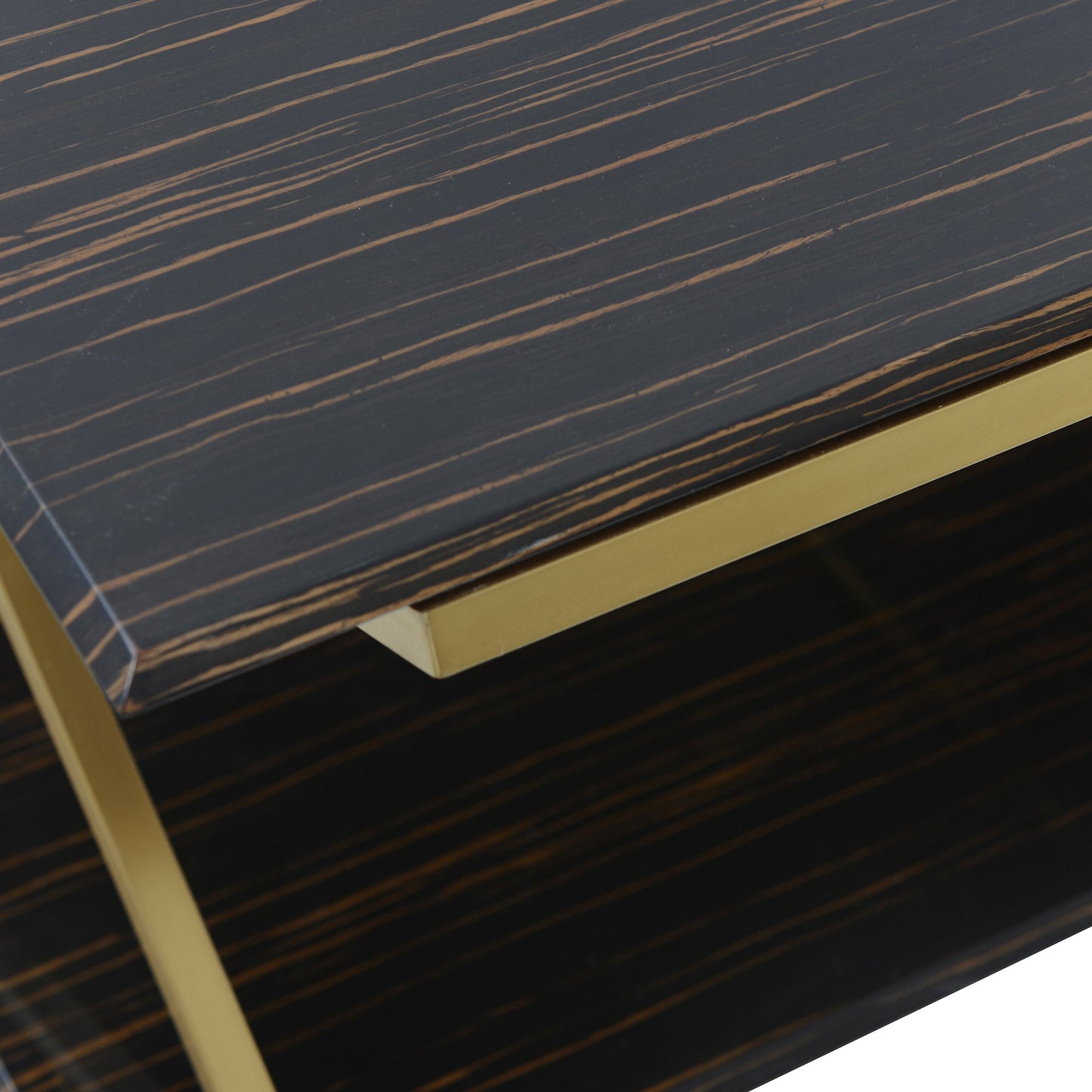 Westlake Dark Brown Veneer Coffee Table with Brushed Gold Legs