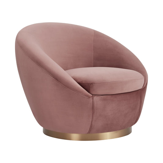 Yves Blush Velvet Swivel Accent Chair with Gold Base