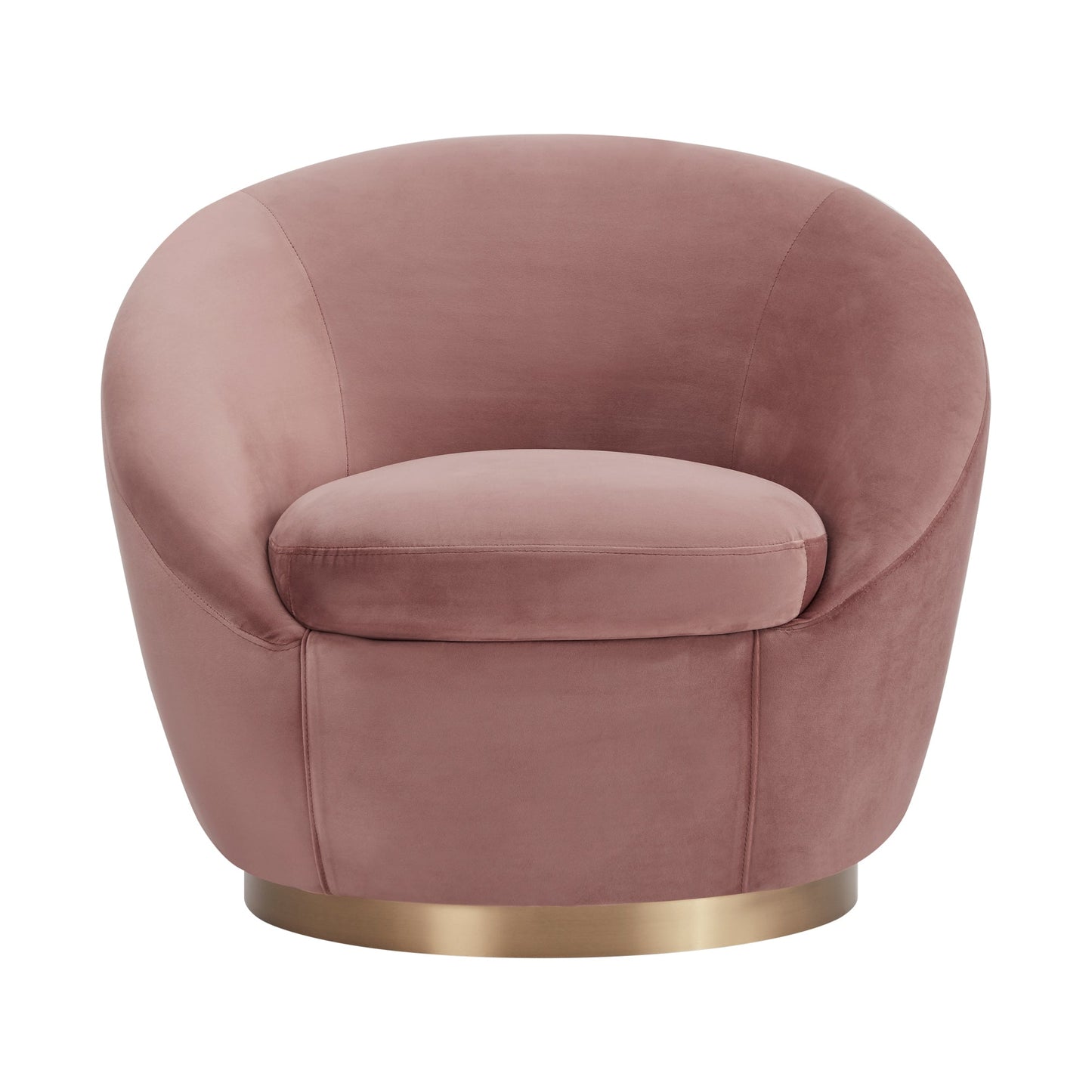 Yves Blush Velvet Swivel Accent Chair with Gold Base