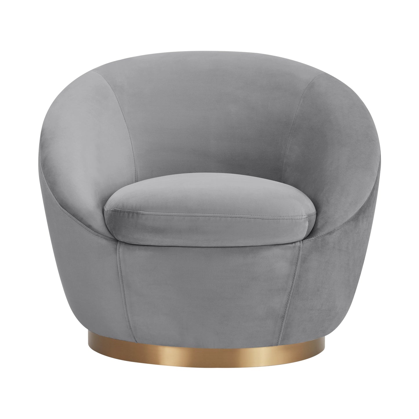 Yves Gray Velvet Swivel Accent Chair with Gold Base